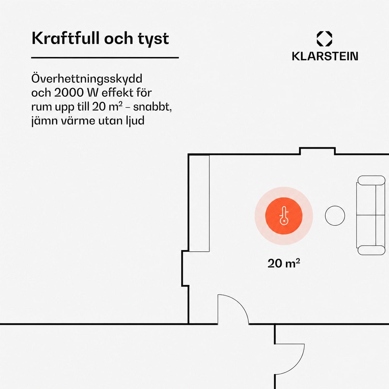 Bornholm Curved konvektorelement termostat timer 2 000 W Nej | Svart | Inga