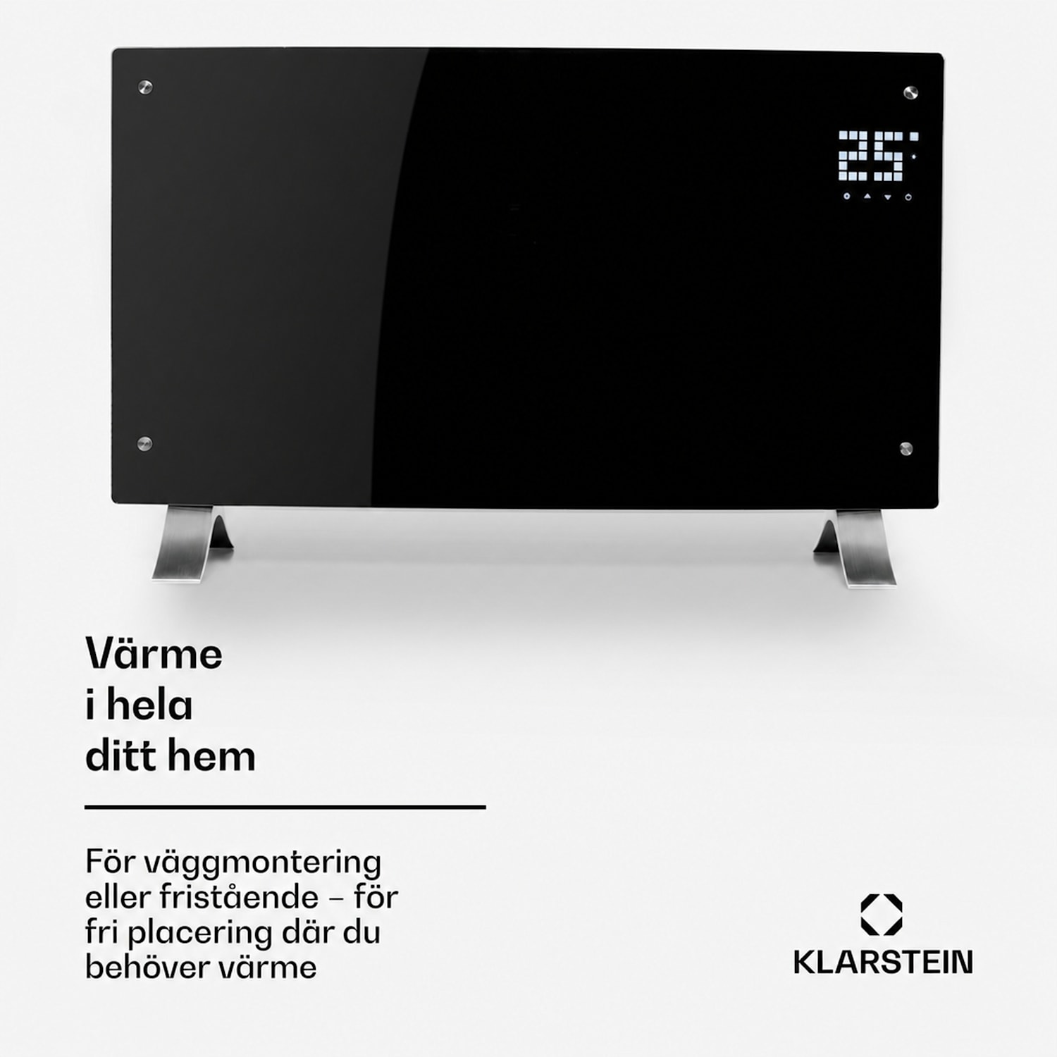 Bornholm Curved konvektorelement termostat timer 2 000 W Nej | Svart | Inga