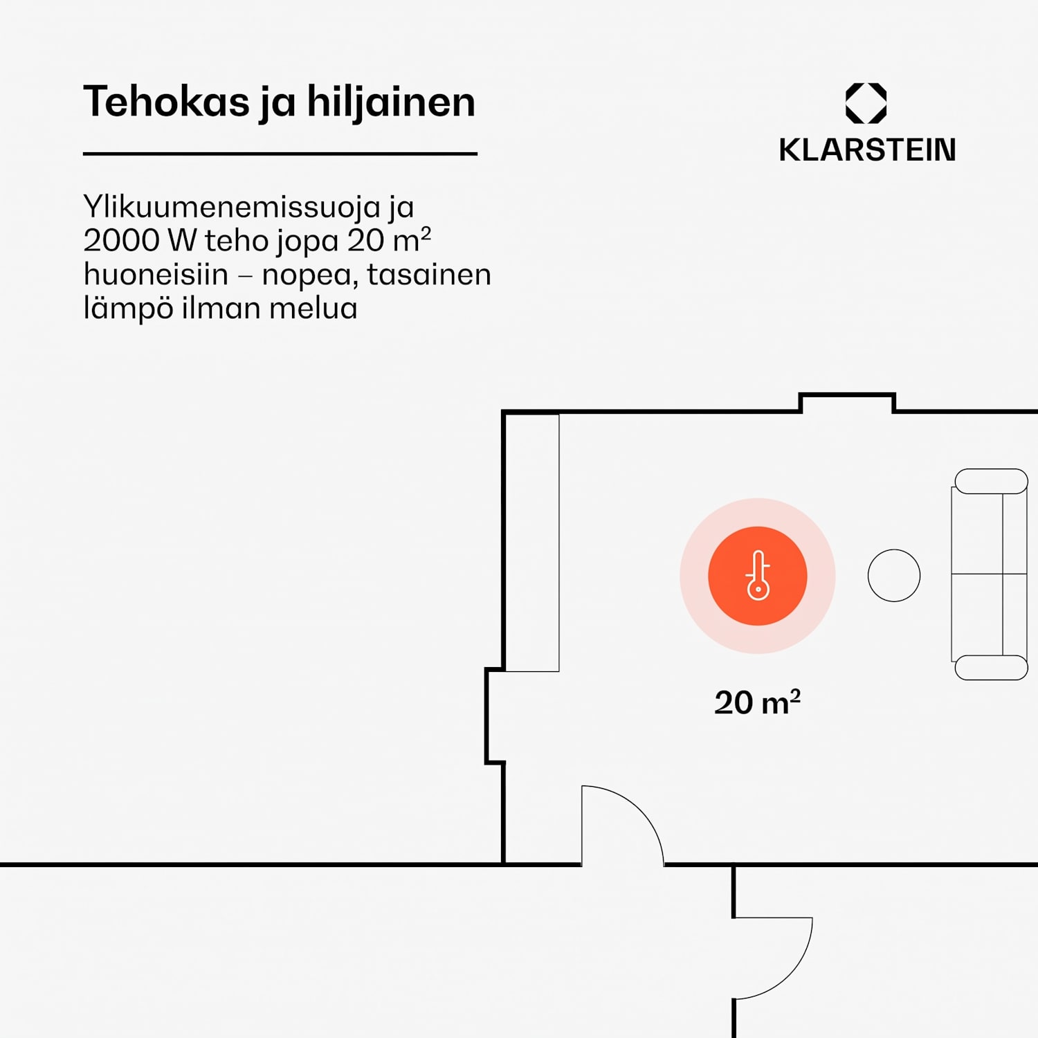 Bornholm Curved -konvektorilämmitin termostaatti ajastin 2000W Ei | Valkoinen | Ei