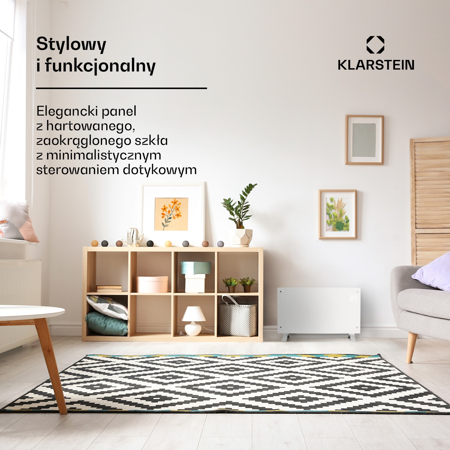 Bornholm Curved, grzejnik konwekcyjny, termostat, timer, 2000 W, biały 