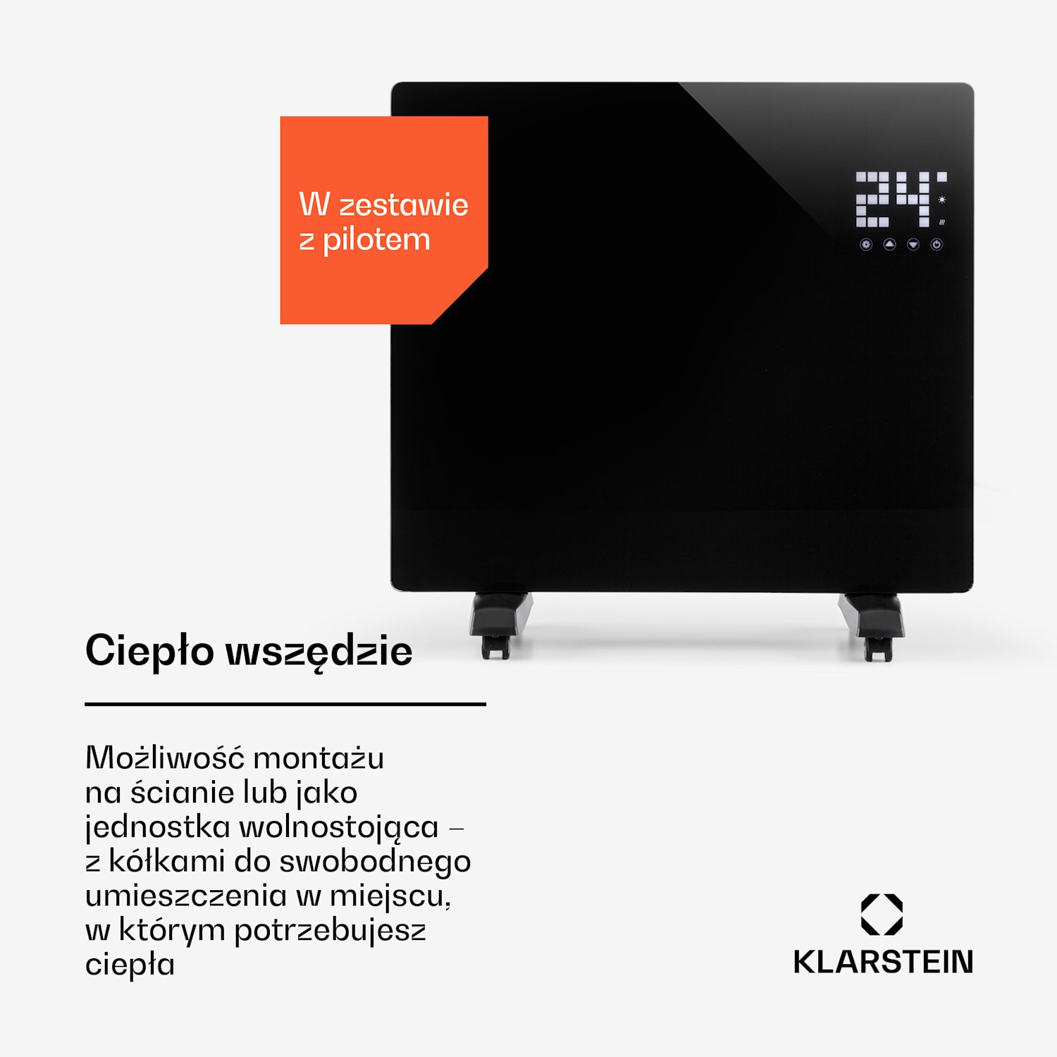 Bornholm Single, grzejnik konwekcyjny, termostat, timer, 1000 W, czarny 1000 W | Nie | Czarny