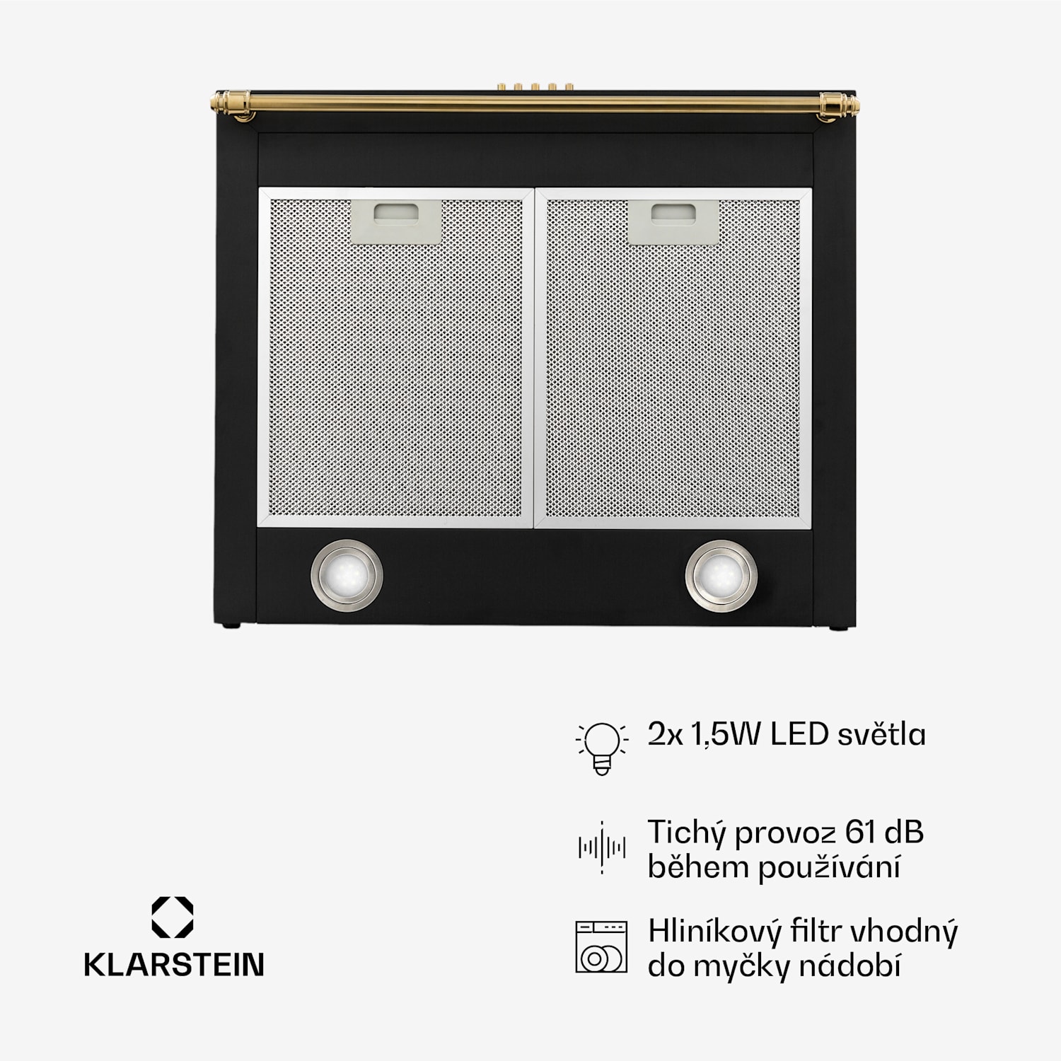 Montblanc 60, digestoř, 60 cm, nástěnná, 610 m³/h, LED, lišta, černá 