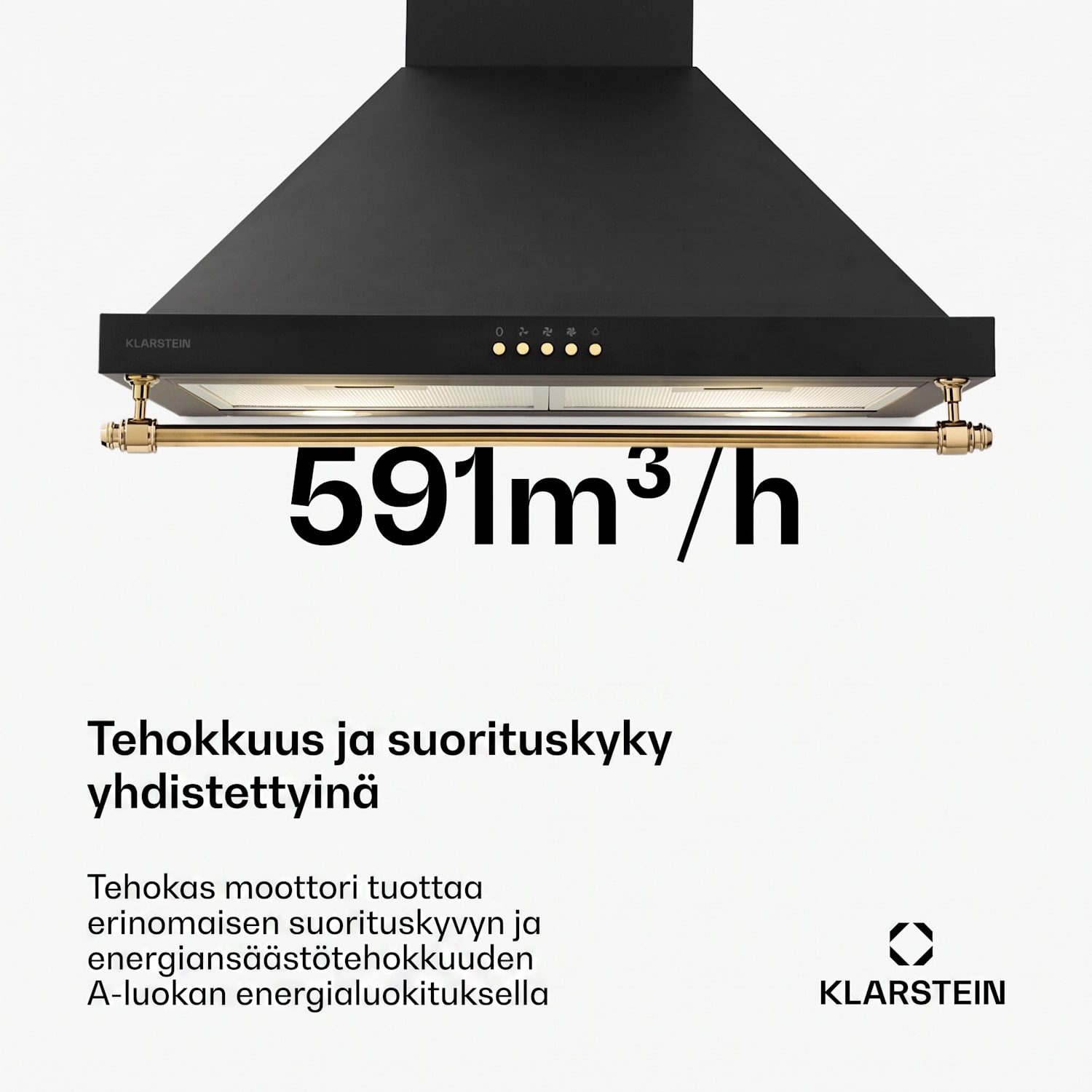Montblanc 60 liesituuletin 599 m³/h 165 W 2 x 1,5 W LED kaide 60 cm | Musta