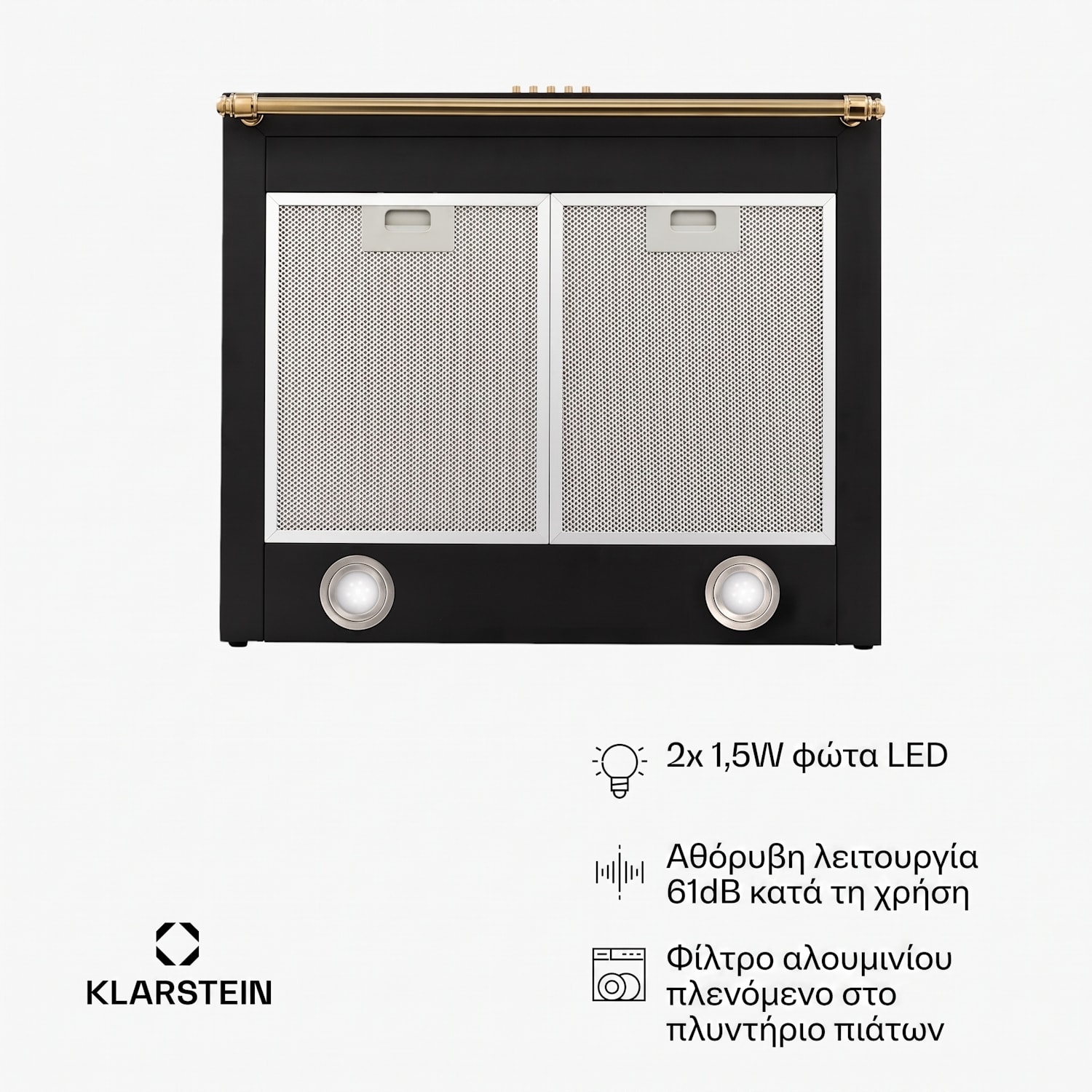 Montblanc 60, απορροφητήρας, 60 εκ., επιτοίχιος, 599 m³/h, LED, ταινία, μαύρος 60 εκ | Μαύρο
