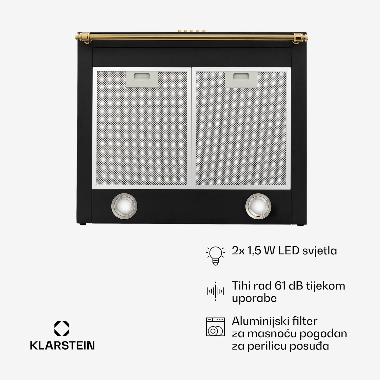 Montblanc 60, napa, 610m³/h. 165W, 2x1,5W, LED, traka Crna