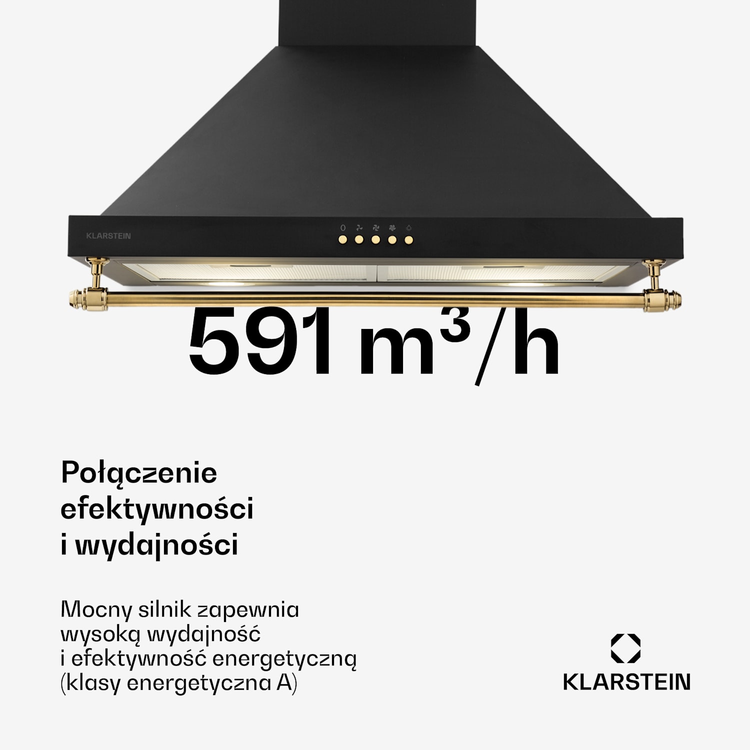 Montblanc 60, okap kuchenny przyścienny, 60 cm, 610 m³/h, 165 W, 2 x 1,5 W, LED, reling Czarny