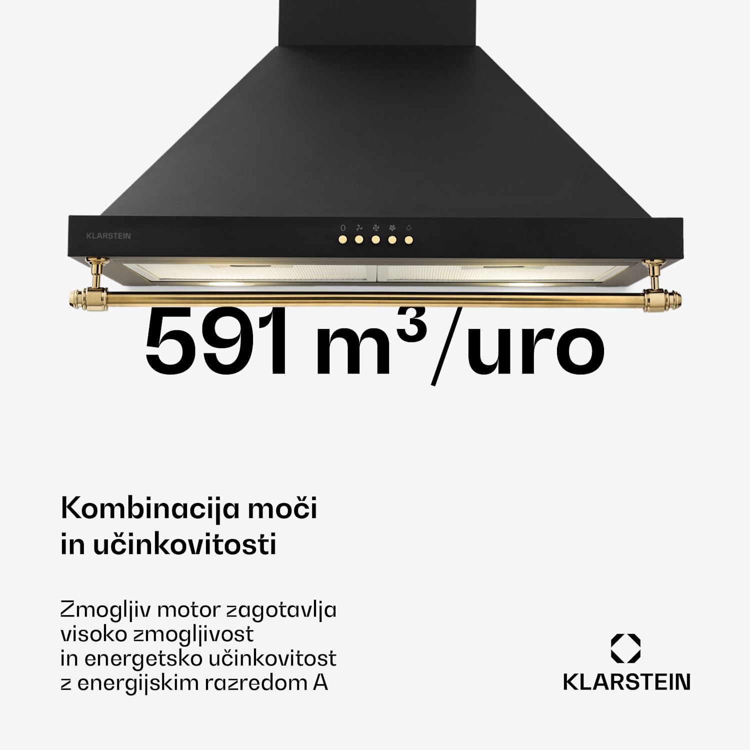 Montblanc 60, digestor, 610m³/h. 165W, 2x1,5W, LED, trak Črna