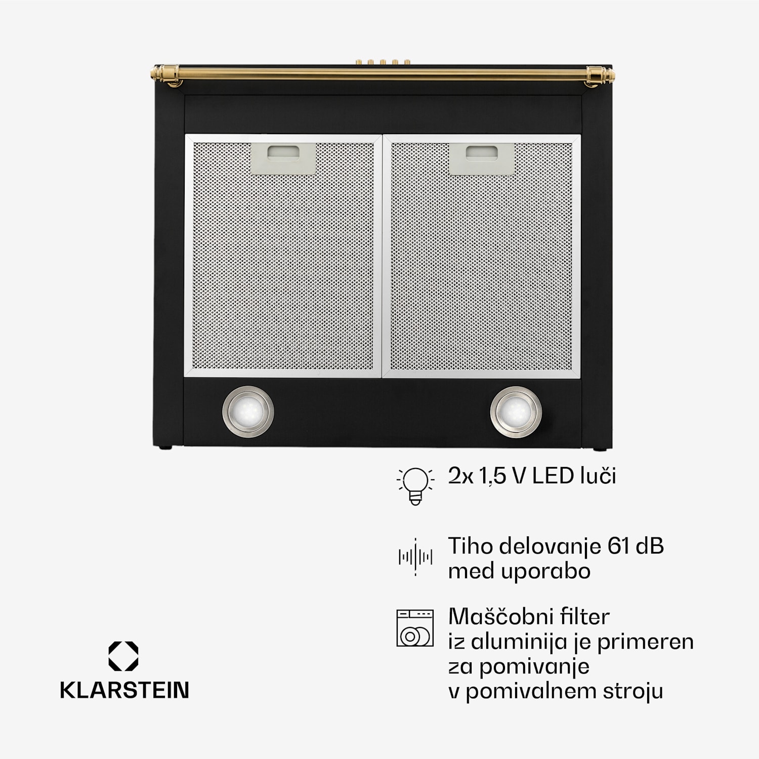 Montblanc 60, digestor, 610m³/h. 165W, 2x1,5W, LED, trak Črna