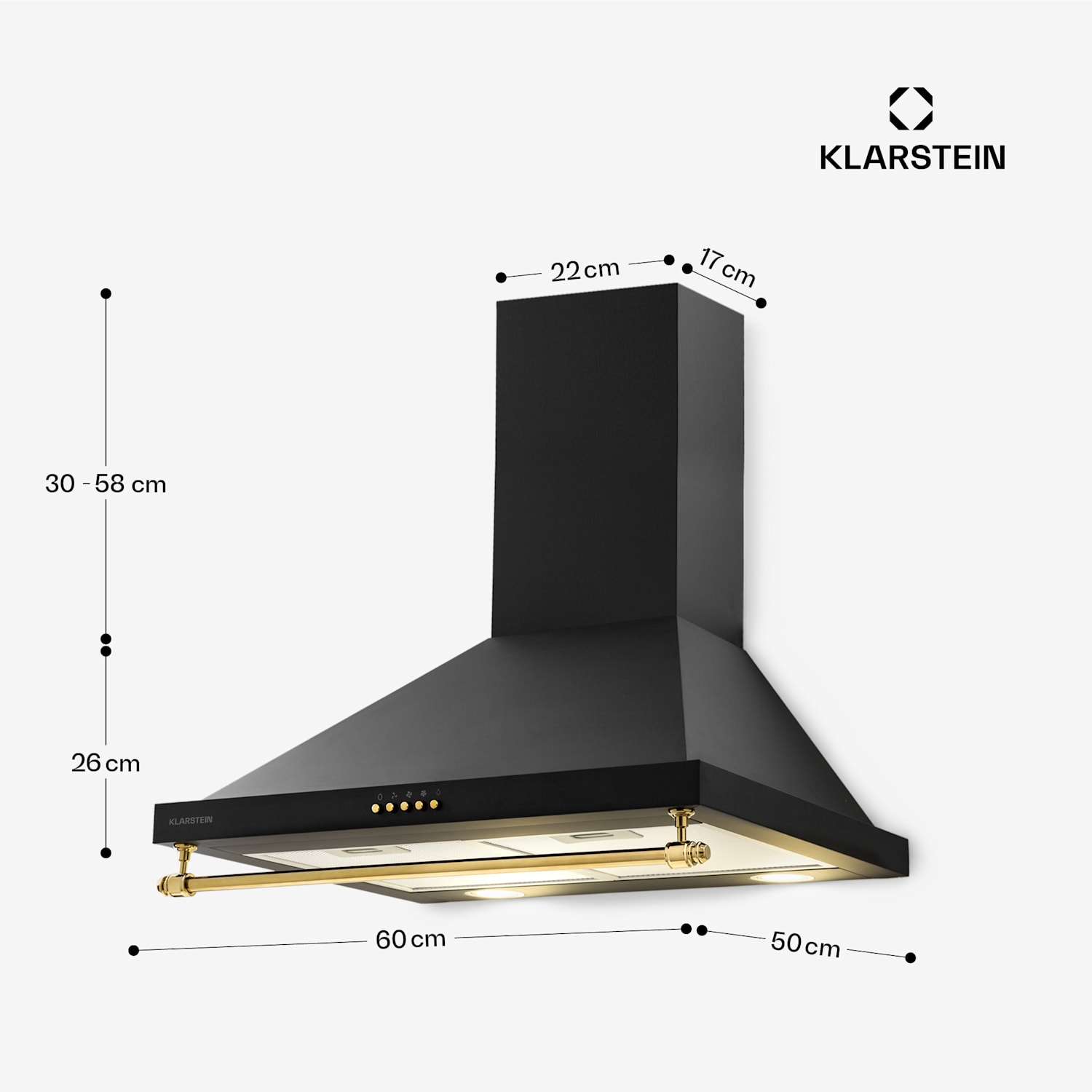 Exaustor Montblanc 60 610m³/h 165W 2x1,5W Balaustrada LED Preto