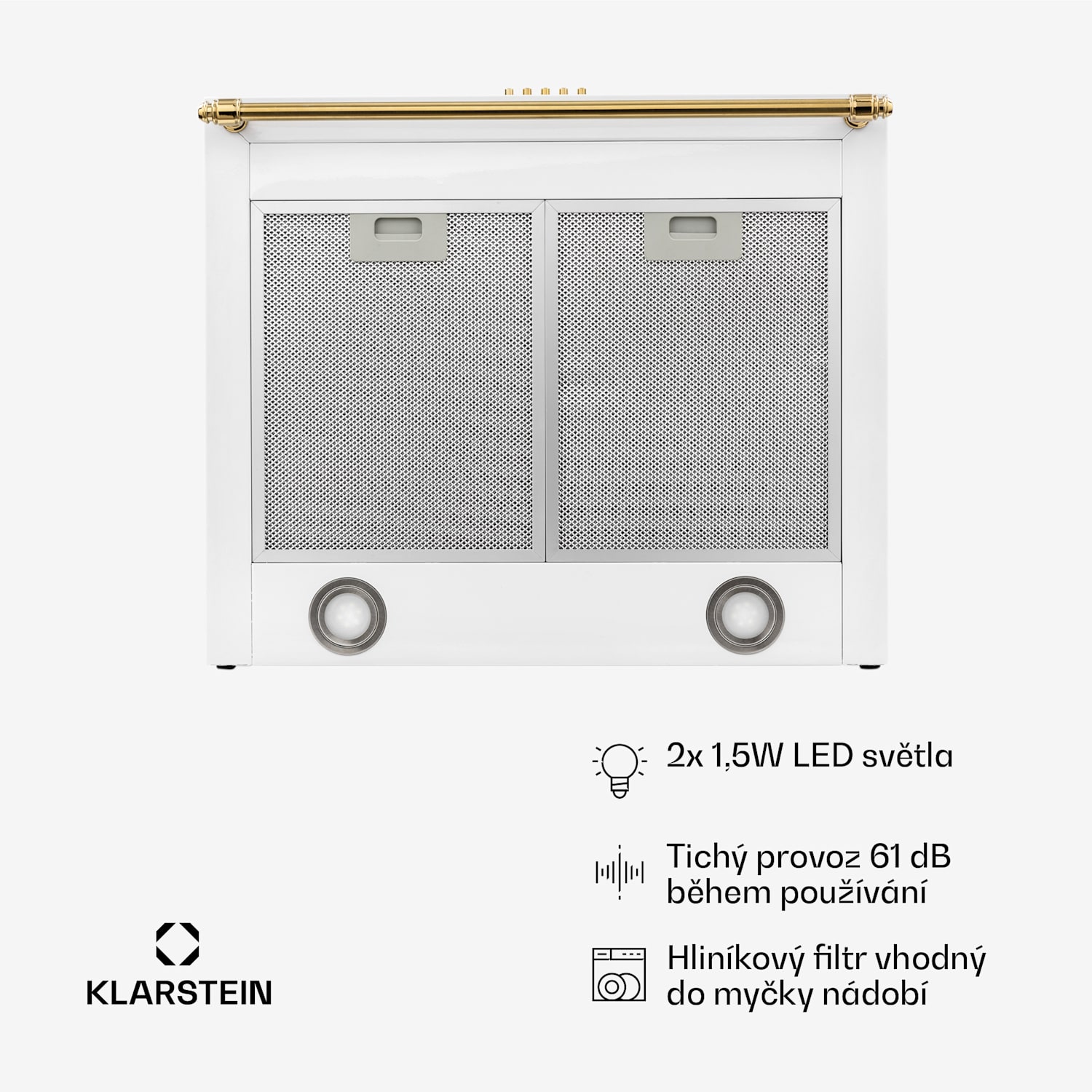 Montblanc 60, digestoř, 60 cm, nástěnná, 610 m³/h, LED, lišta, bílá Bílá
