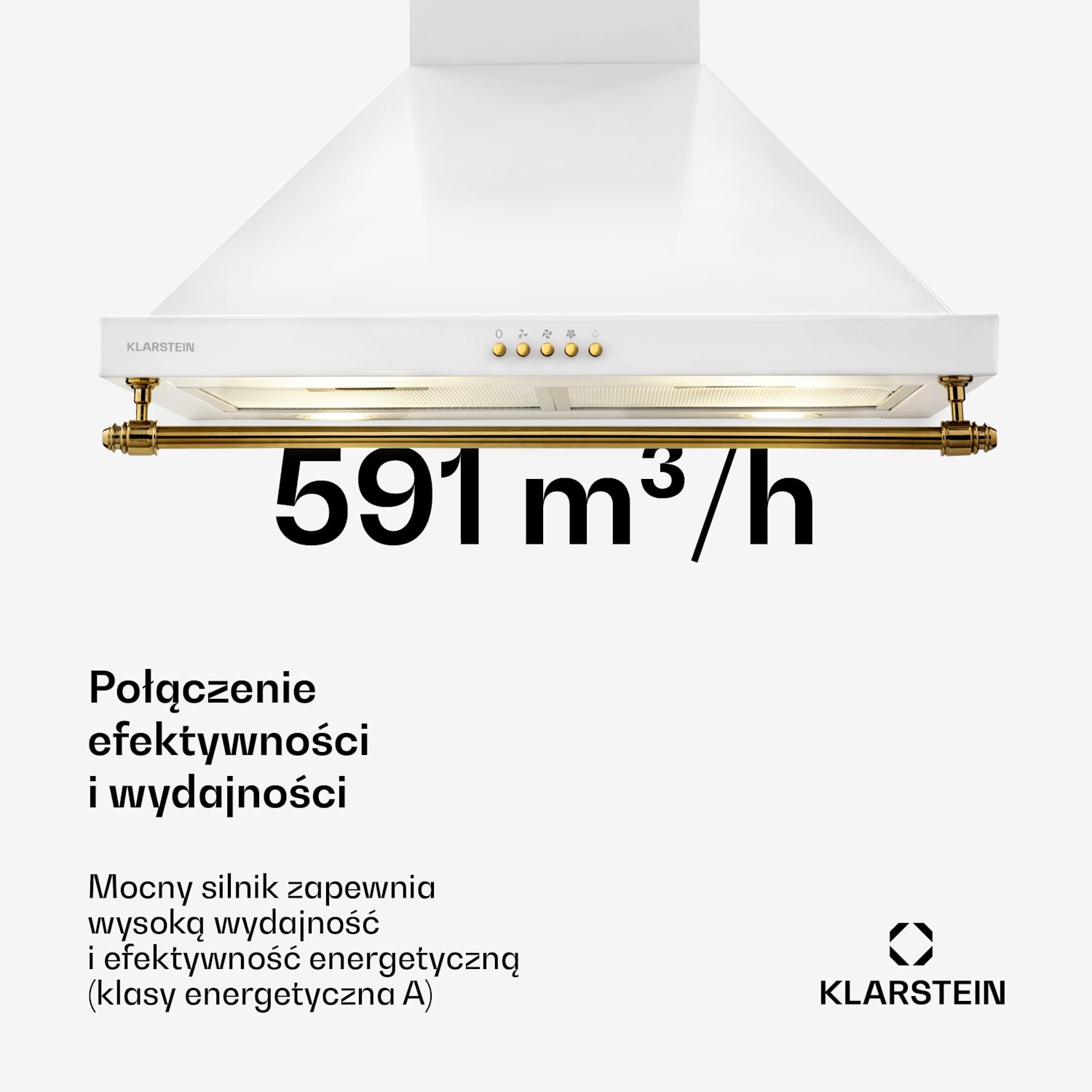 Montblanc 60, okap kuchenny przyścienny, 60 cm, 610 m³/h, 165 W, 2 x 1,5 W, LED, reling Biały