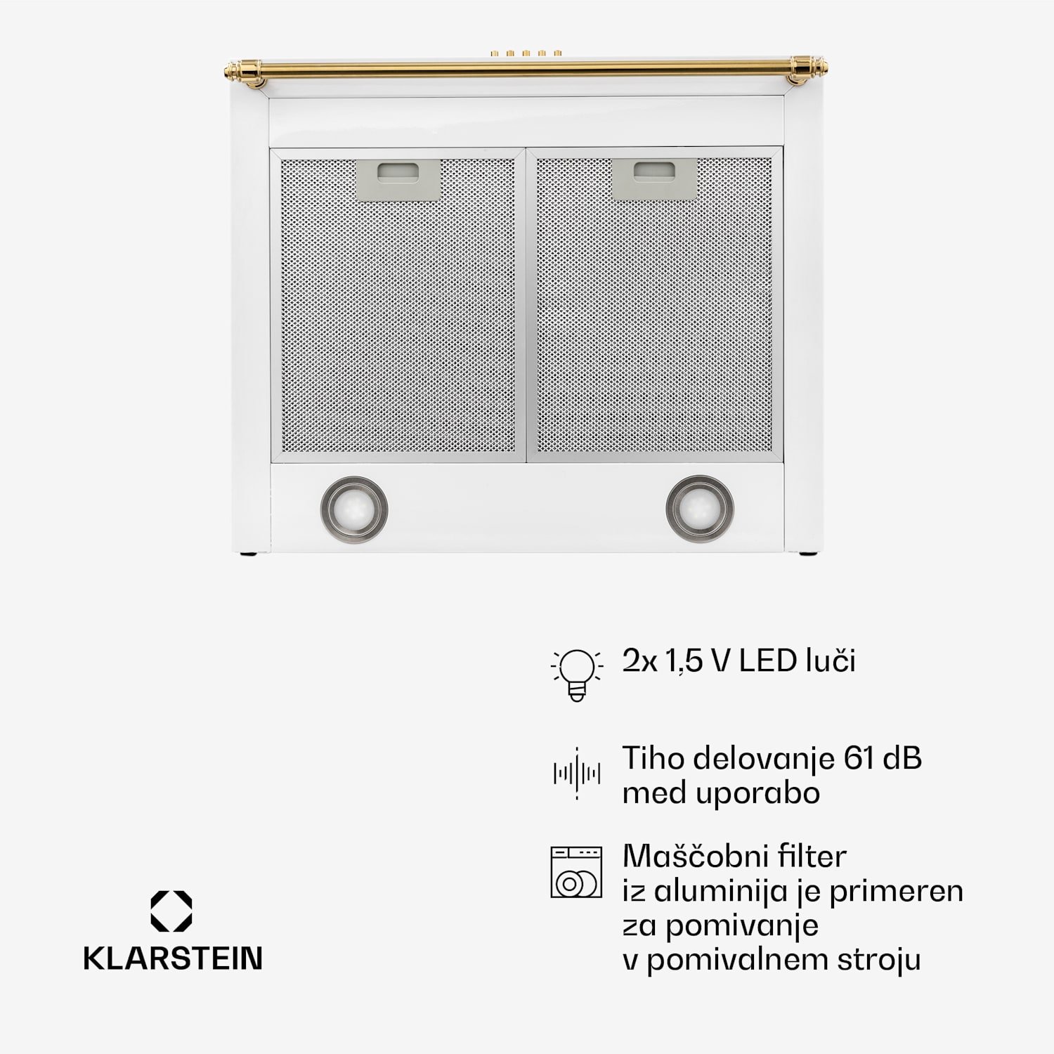 Montblanc 60, digestor, 610m³/h. 165W, 2x1,5W, LED, trak Bela