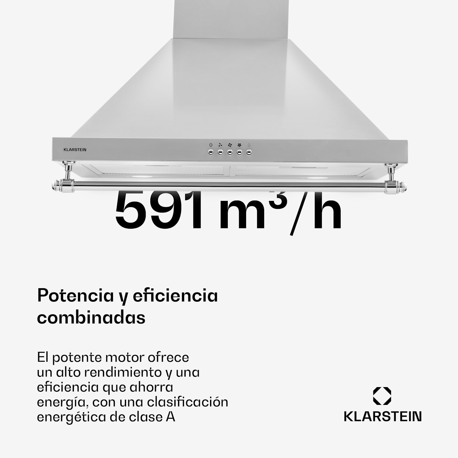 Montblanc 60 Campana extractora 610 m³/h 165W 2x1,5W LED Barra Acero Inoxidable