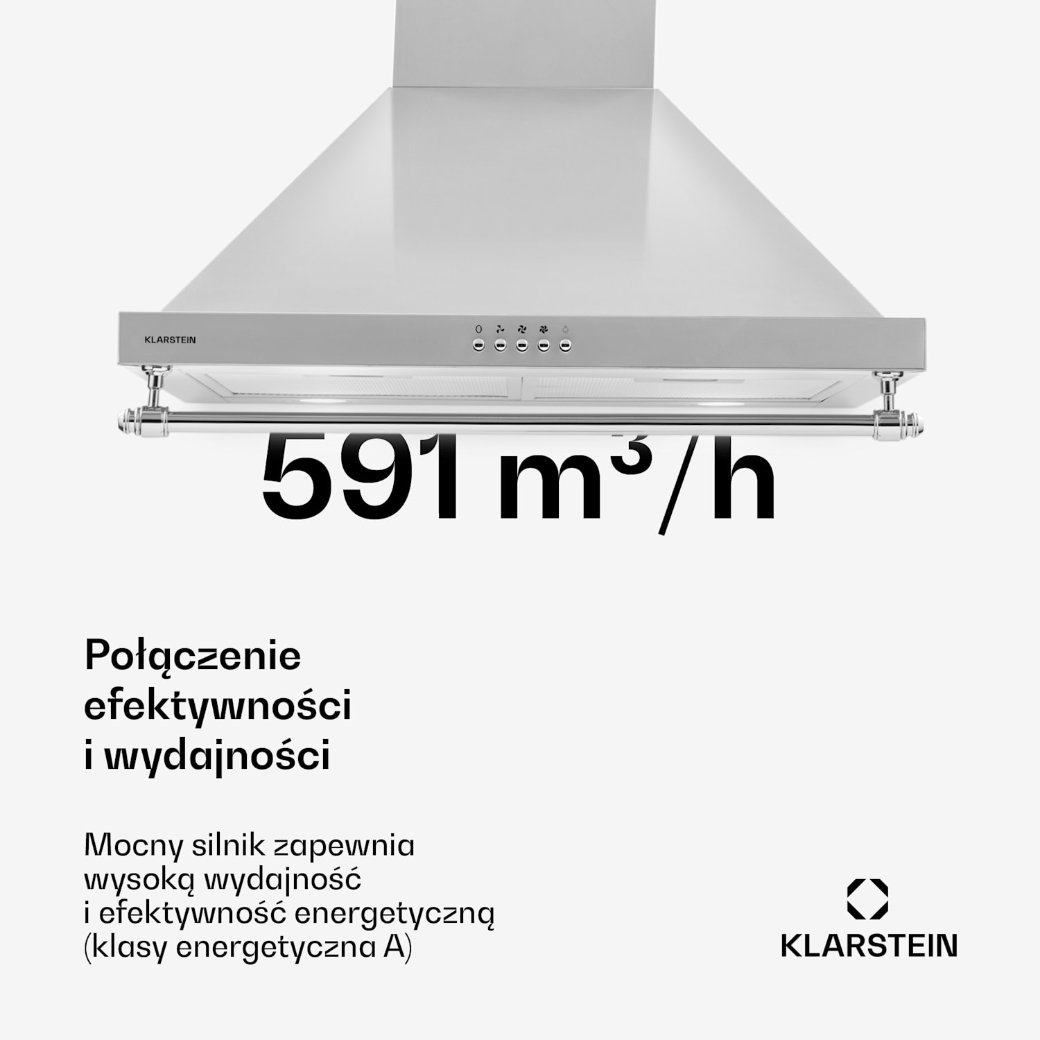 Montblanc 60, okap kuchenny przyścienny, 60 cm, 610 m³/h, 165 W, 2 x 1,5 W, LED, reling Stal nierdzewna