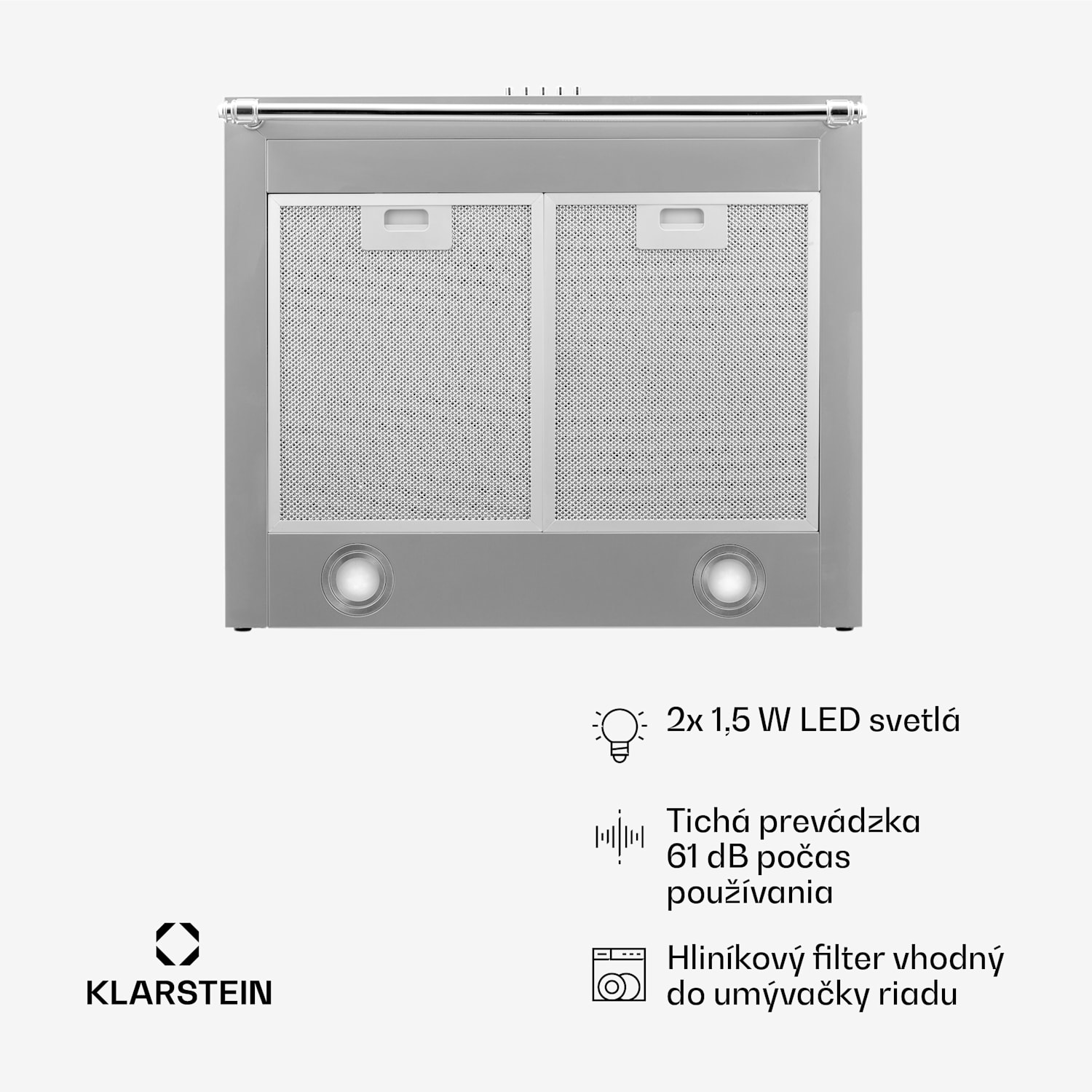 Montblanc 60, digestor, 60 cm, nástenný, 610 m³/h, LED, lišta, strieborno-šedý Nehrdzavejúca oceľ