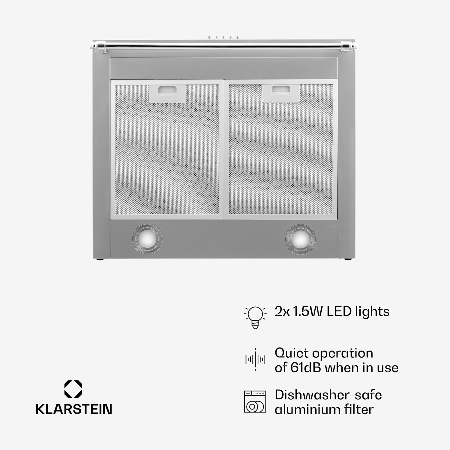 Montblanc 60 afzuigkao 610m³/h 165W 2x 1,5 W led buis voor keukengerei Roestvrij Staal