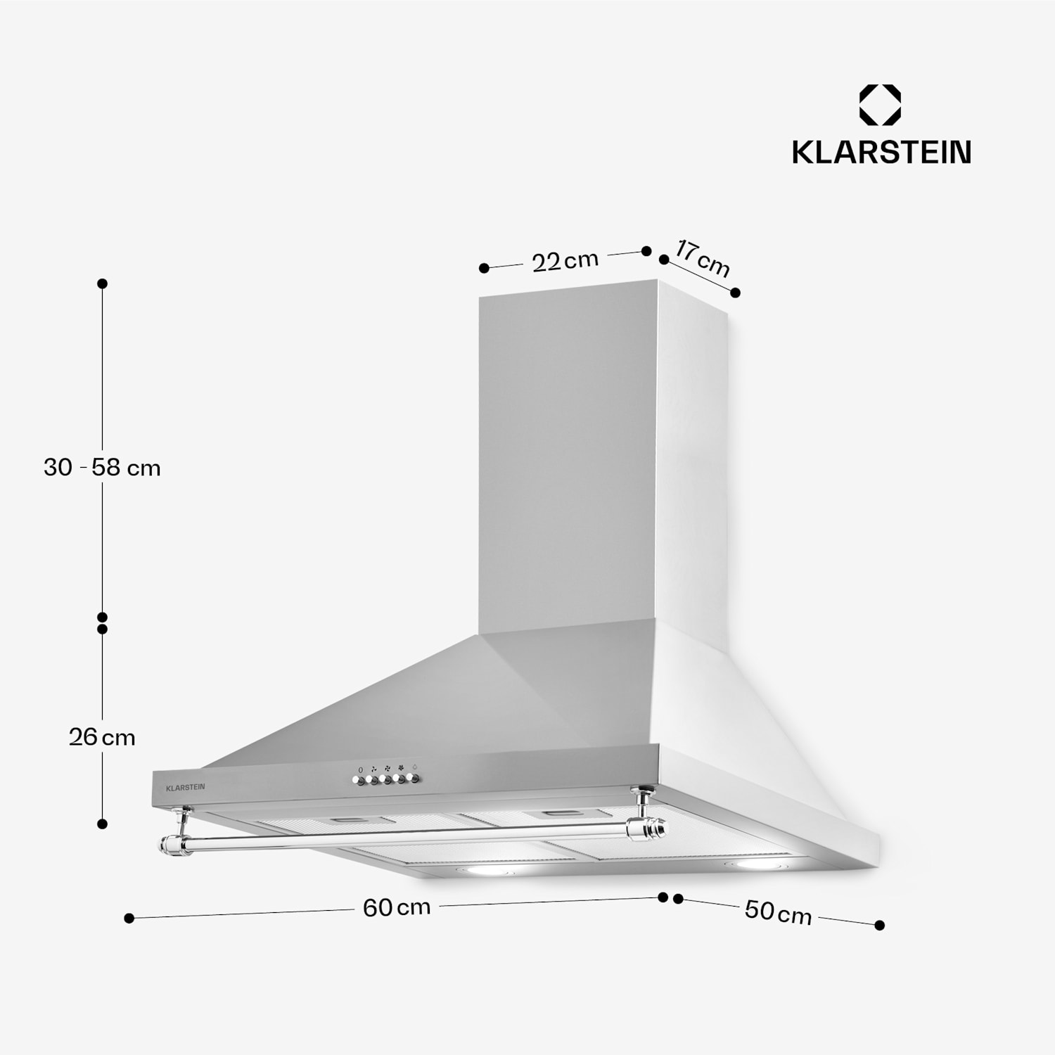 Montblanc 60, абсорбатор, 610 м³/ч. 165W, 2x1,5W, LED, лента Неръждаема стомана
