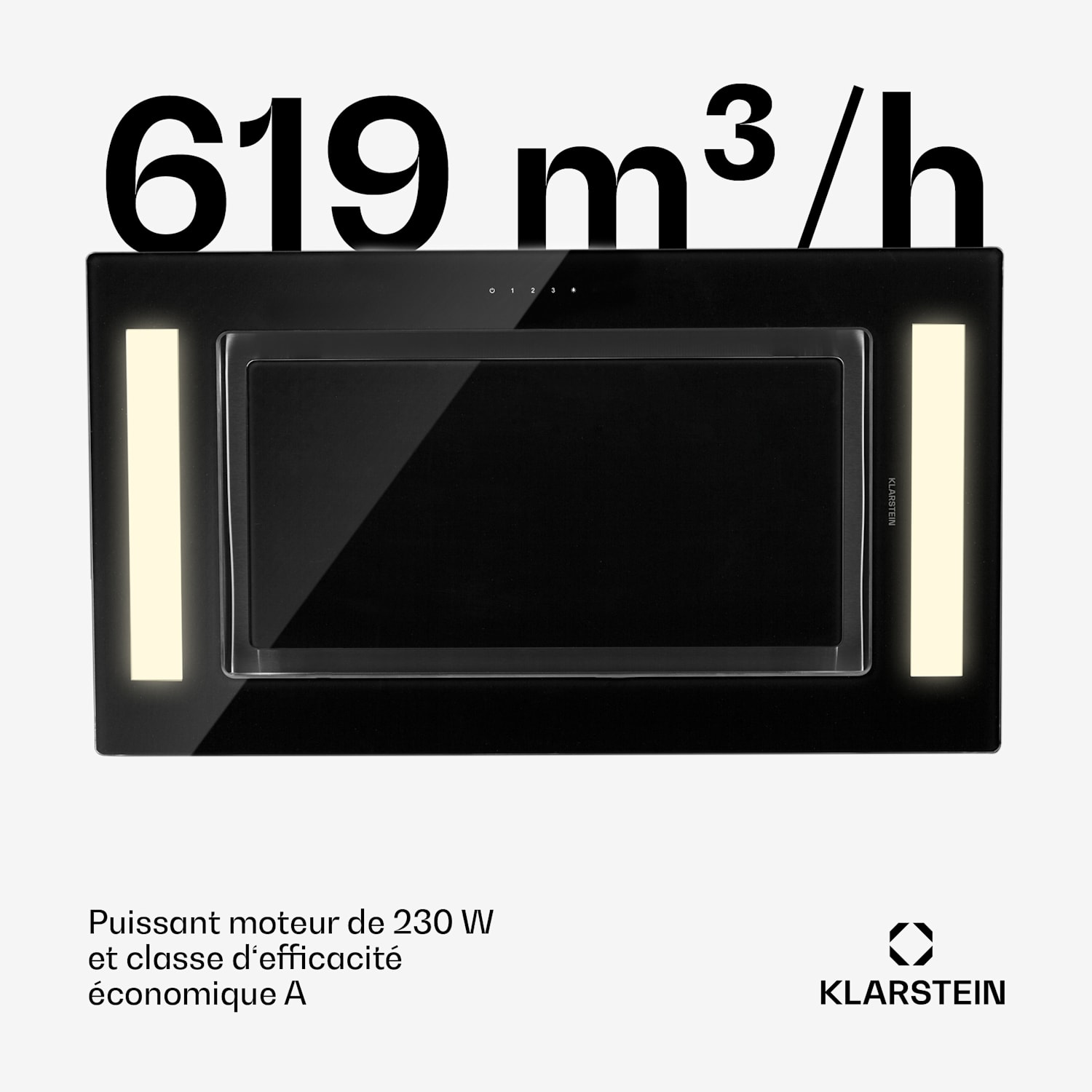 Remy hotte de plafond 90 cm 619 m³/h 230W 3 vitesses télécommande Sans filtre de rechange | Noir