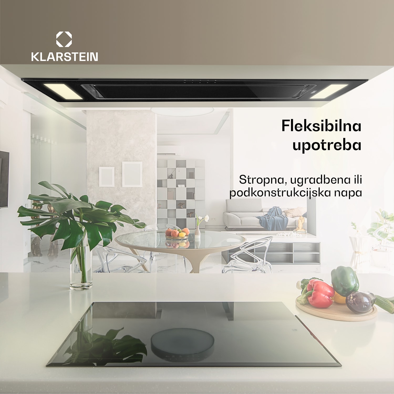 Remy stropna napa, ugradbena, 90 cm EEK A 620 m³ / h touch LED staklo no_replacement_filter | Crna