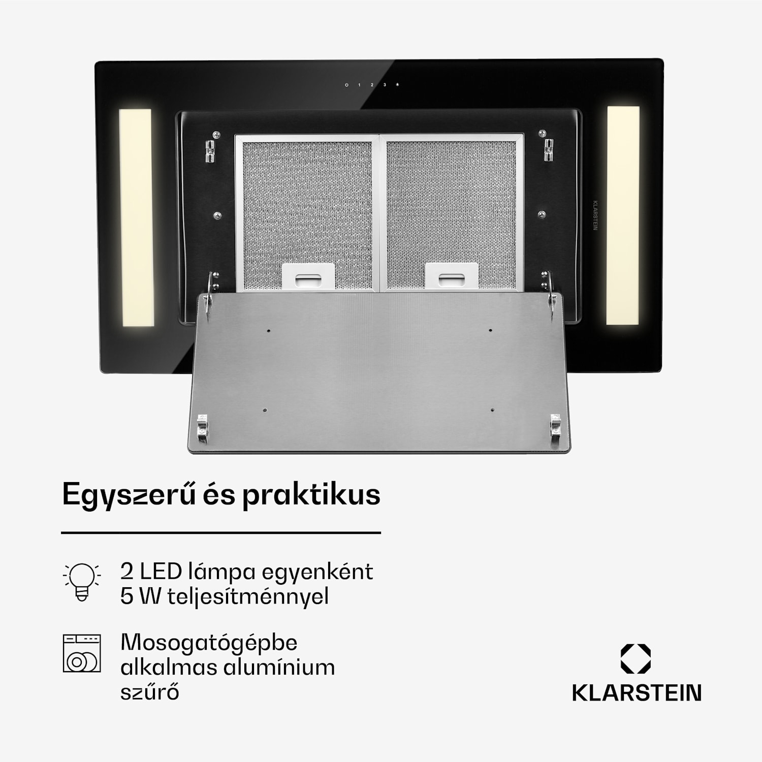 Remy, páraelszívó, 90 cm, 620 m³/h, 230 W, 3 fokozat, távirányító Pótszűrő nélkül | Fekete