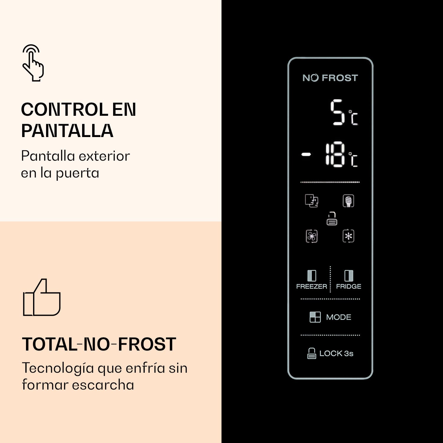 Combi frigorífico-congelador Grand Host L, pantalla de control, puertas de cristal 
