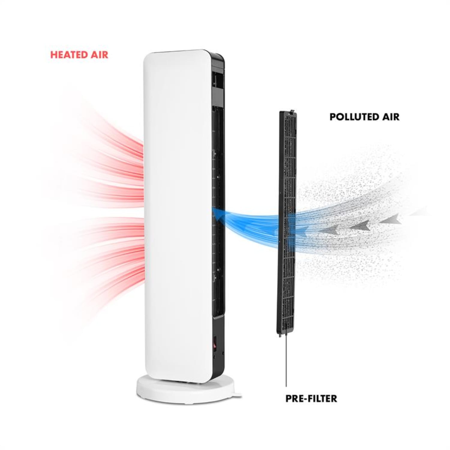 Hightower Heat Calefactor Columna Electrico Cerámico Radiador 2200 V termostato 49 ºC blanco 