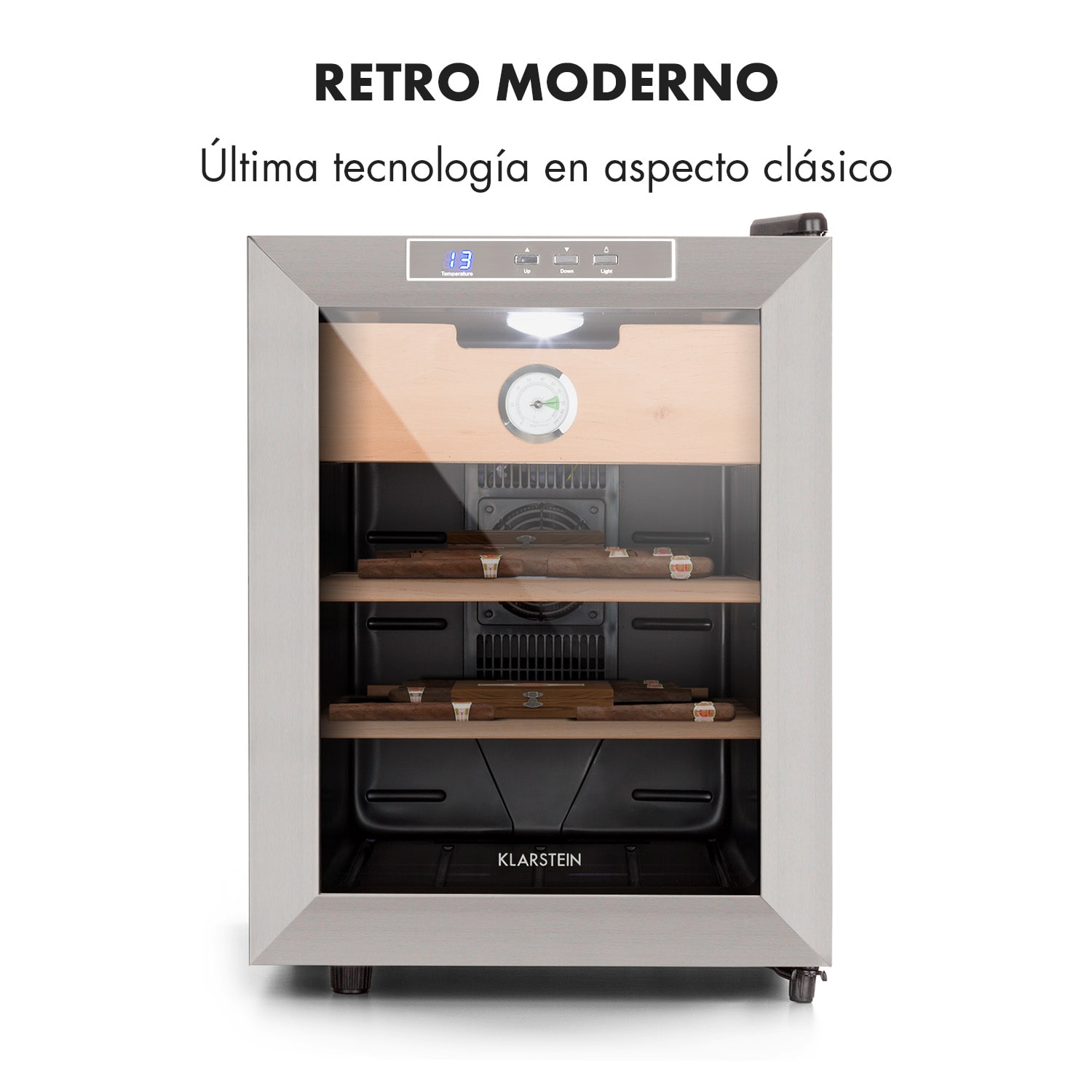 El Presidente 33 Humidor 50W Táctil Madera de haya 33L LED negro 33 L | Plata