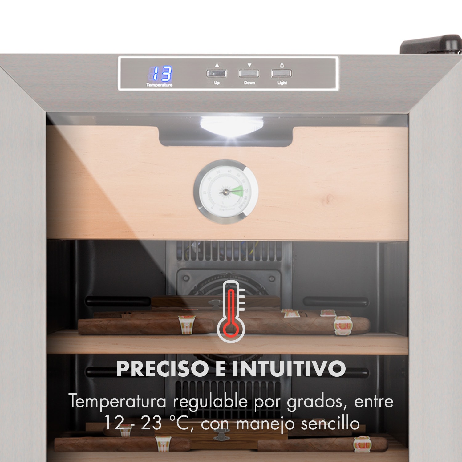 El Presidente 33 Humidor 50W Táctil Madera de haya 33L LED negro 33 L | Plata