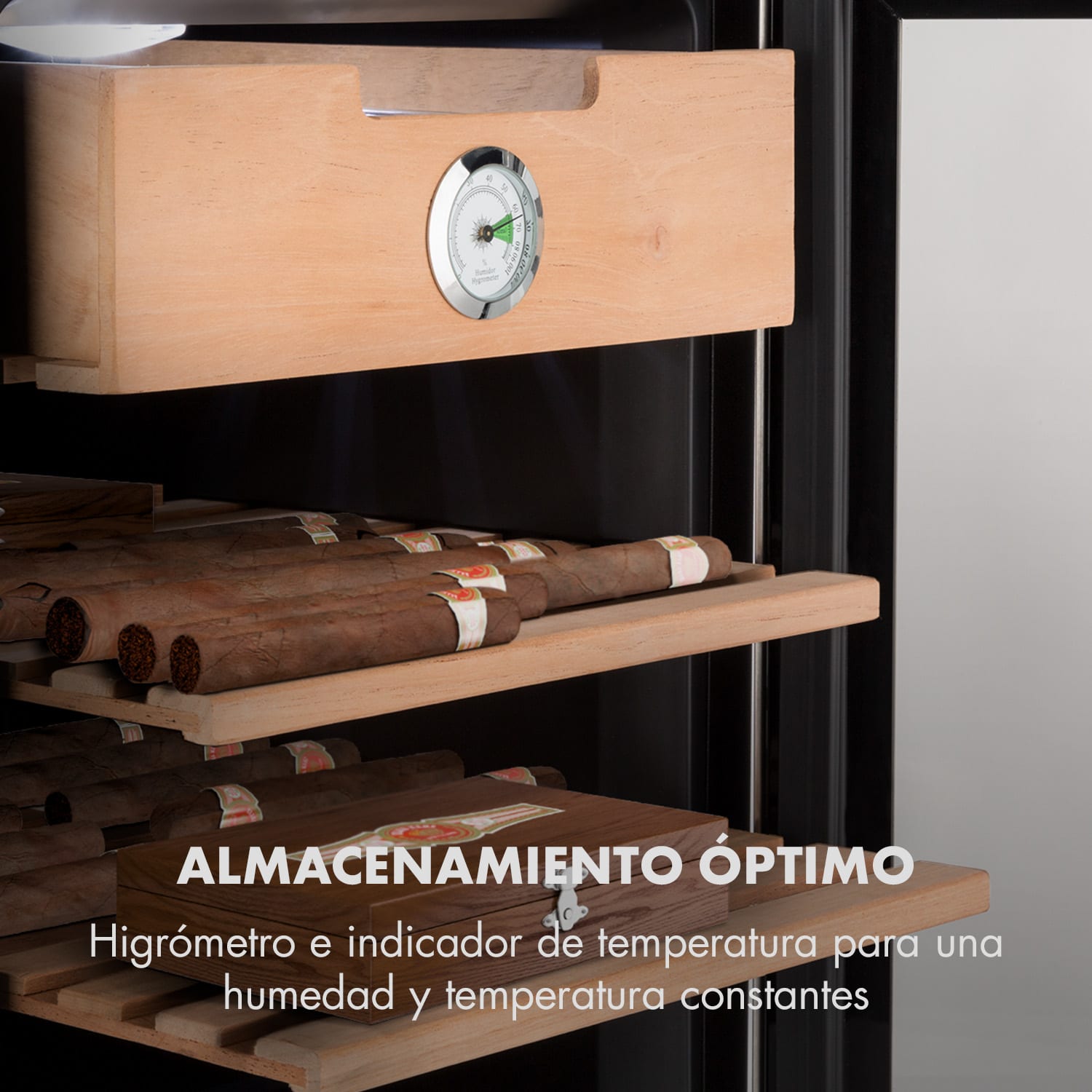 El Presidente 33 Humidor 50W Táctil Madera de haya 33L LED negro 33 L | Plata