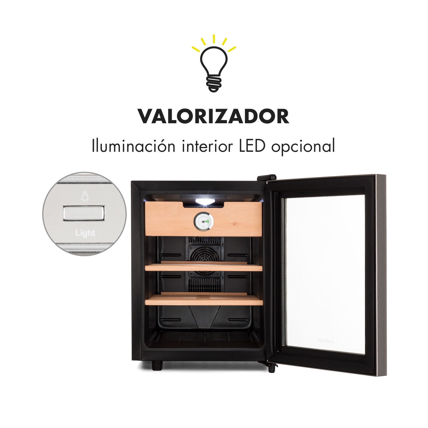 El Presidente 33 Humidor 50W Táctil Madera de haya 33L LED negro 33 L | Plata