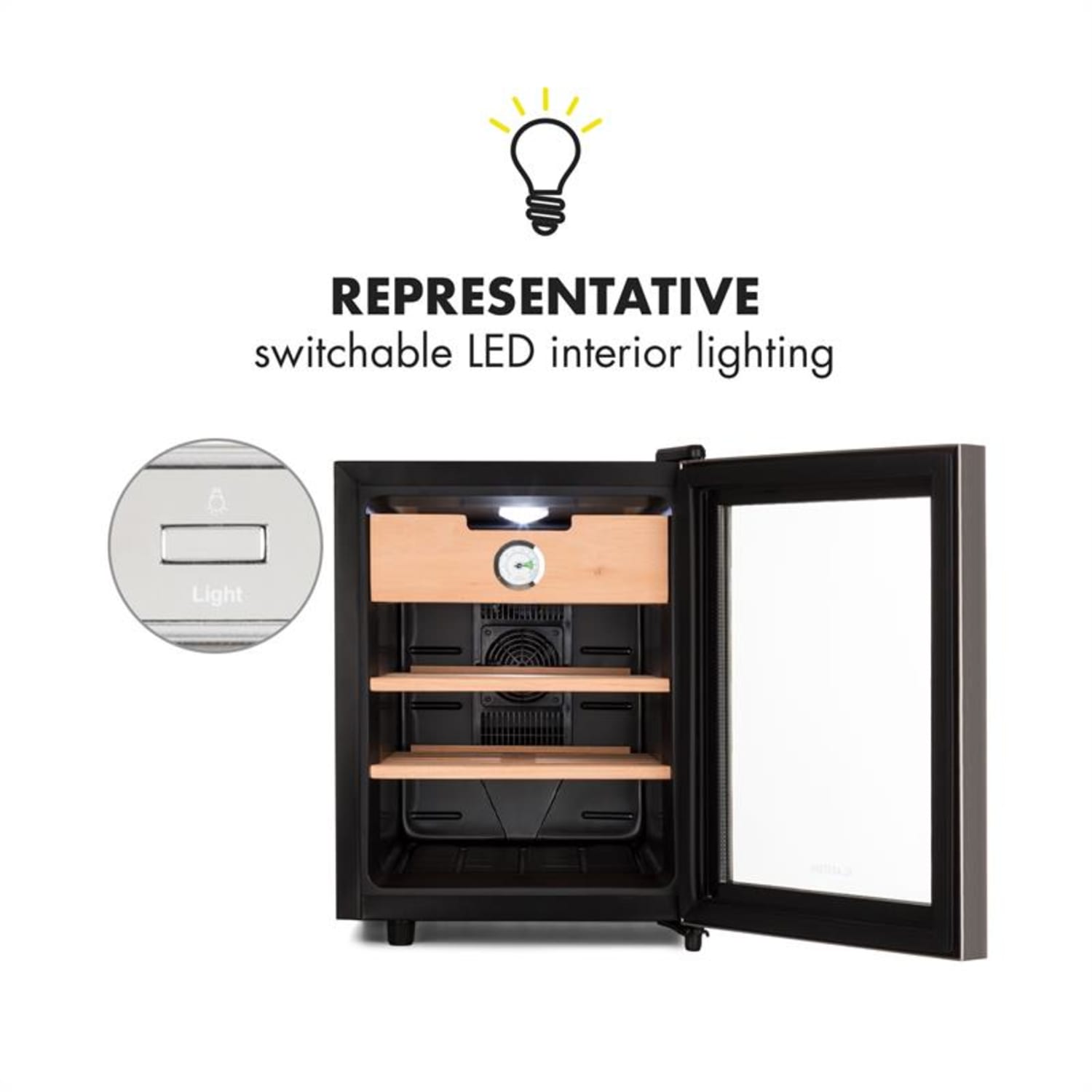 El Presidente 33 humidori 50 W kosketus setripuinen 33 l LED musta 33 l | Hopea