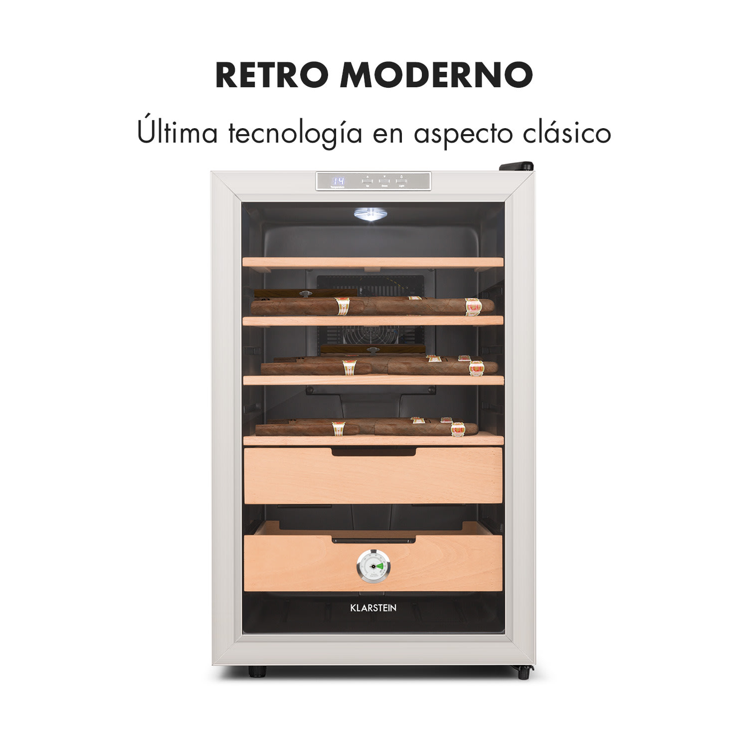 El Presidente 65 Humidor 70W Táctil Madera de haya 65L LED negro 65 L | Plata