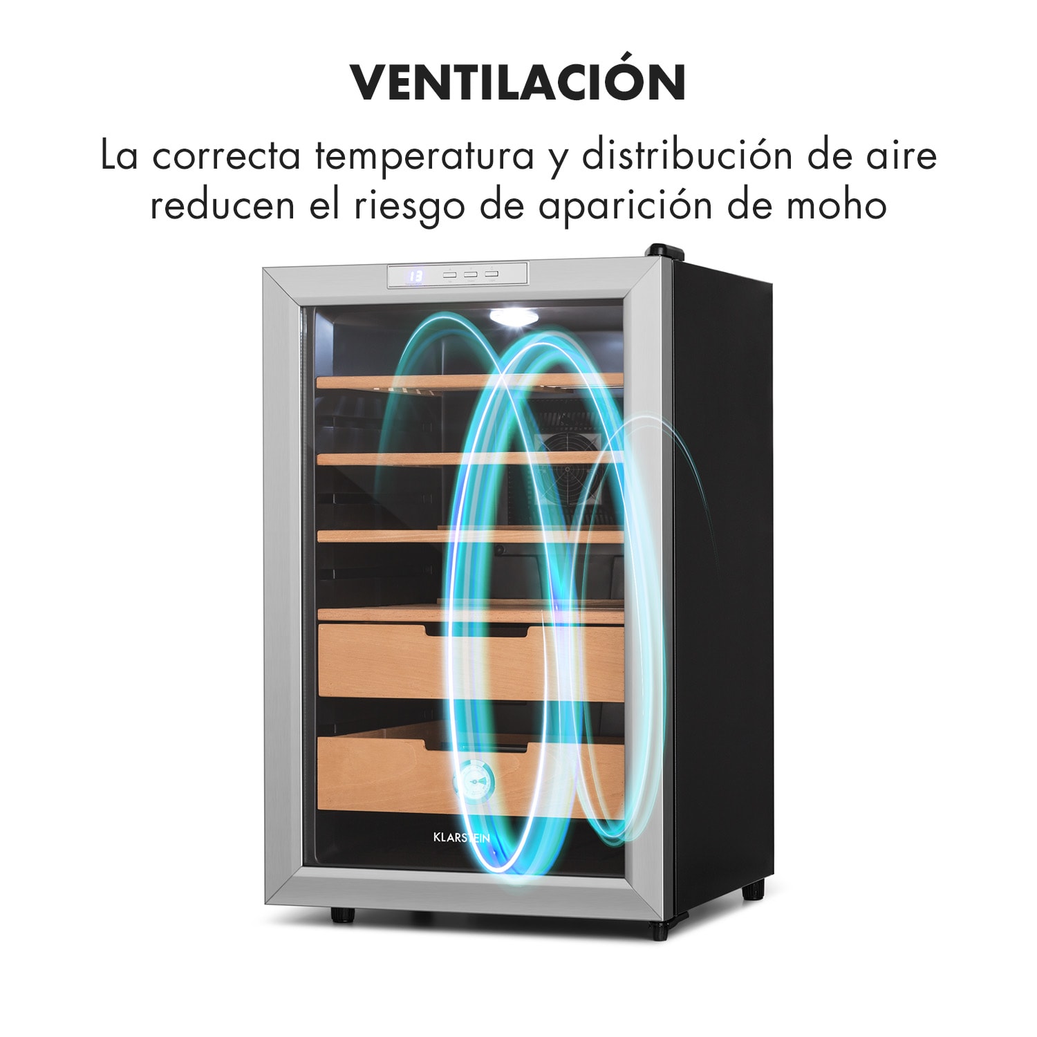 El Presidente 65 Humidor 70W Táctil Madera de haya 65L LED negro 65 L | Plata