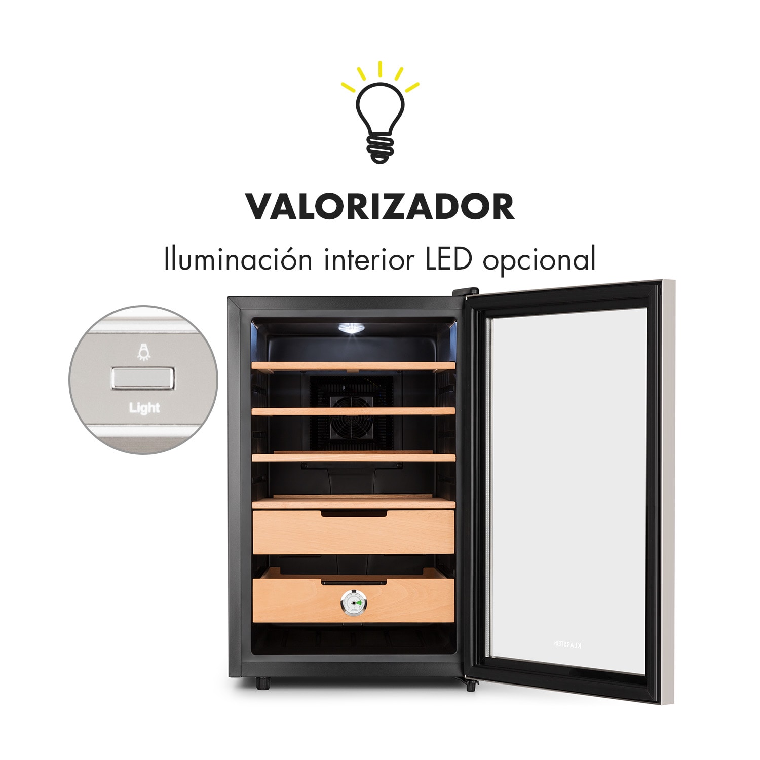 El Presidente 65 Humidor 70W Táctil Madera de haya 65L LED negro 65 L | Plata