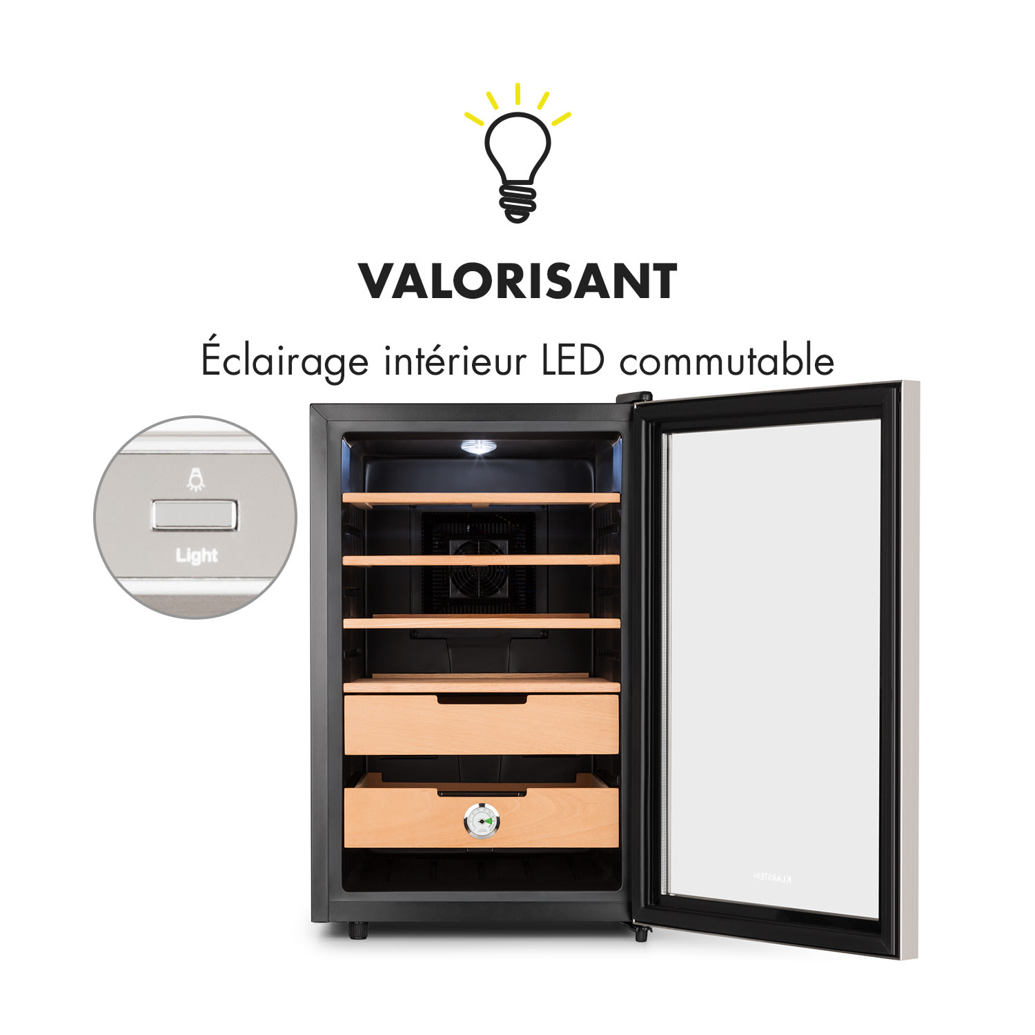 El Presidente 65 Humidor 65L Cave à cigares de luxe - Classe C 65 L | Argent