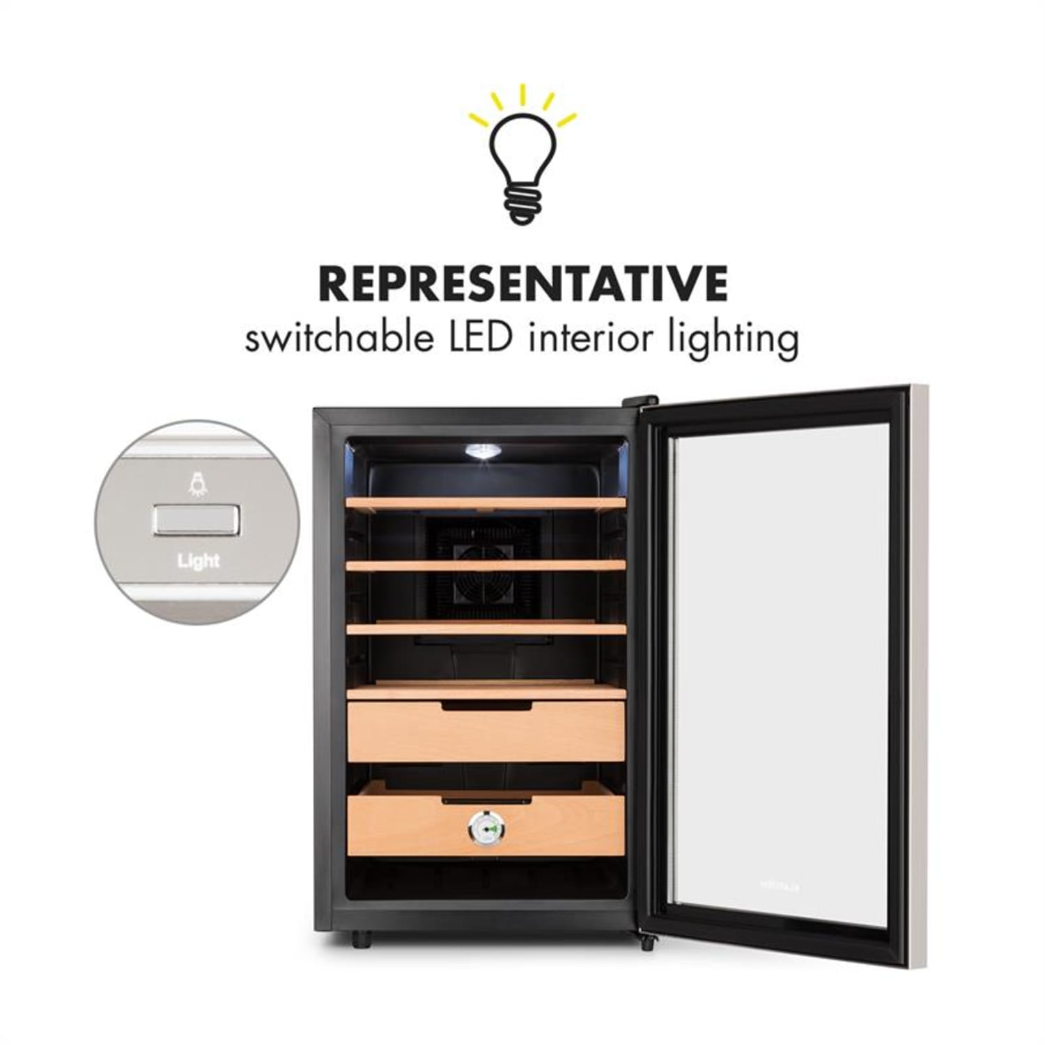El Presidente 65 humidori 70 W kosketus setripuinen 65 l LED musta 65 l | Hopea