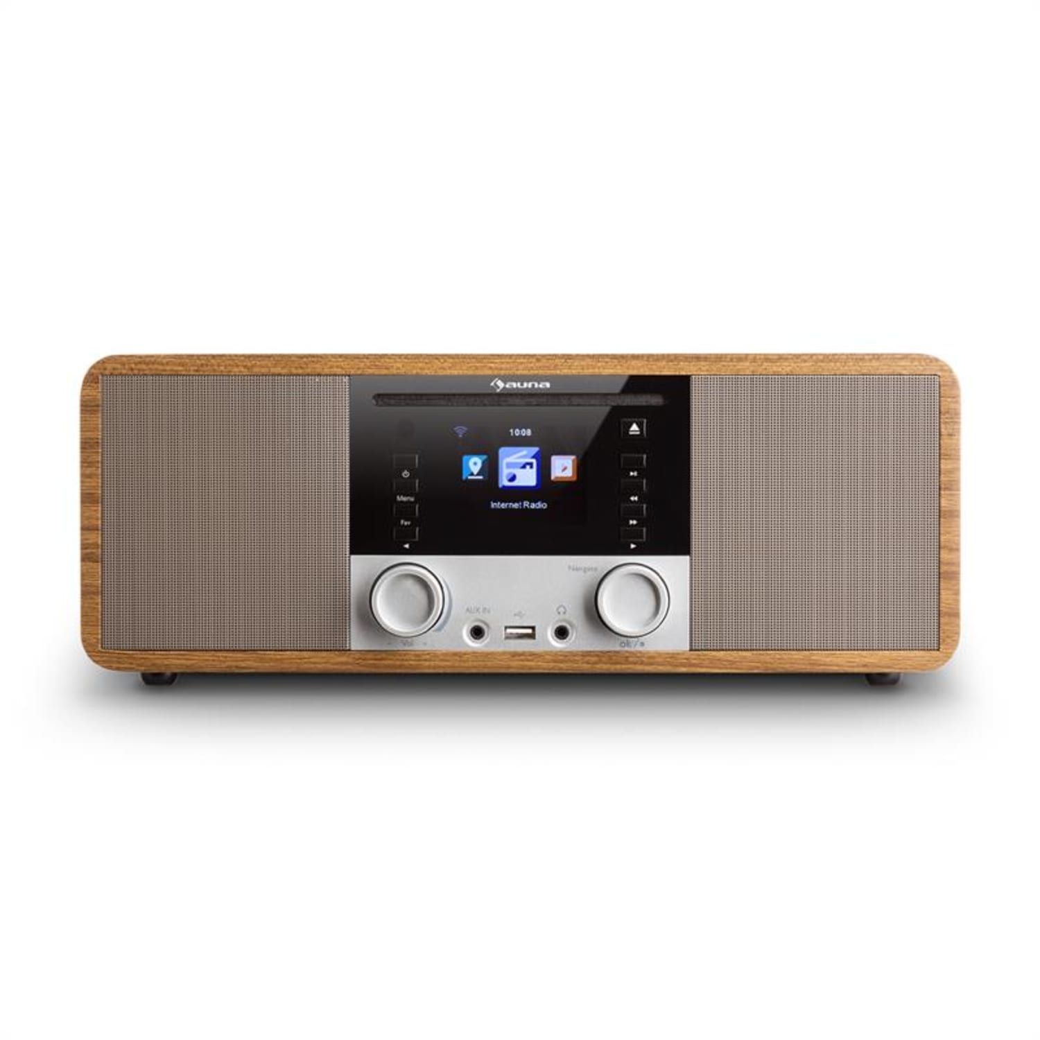 IR-190 Radio de internet Reproductor de CD WiFi UPnP USB Mando a distancia Color nogal 