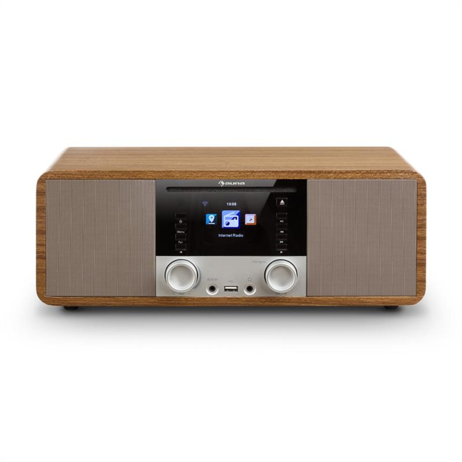 IR-190 Radio de internet Reproductor de CD WiFi UPnP USB Mando a distancia Color nogal 