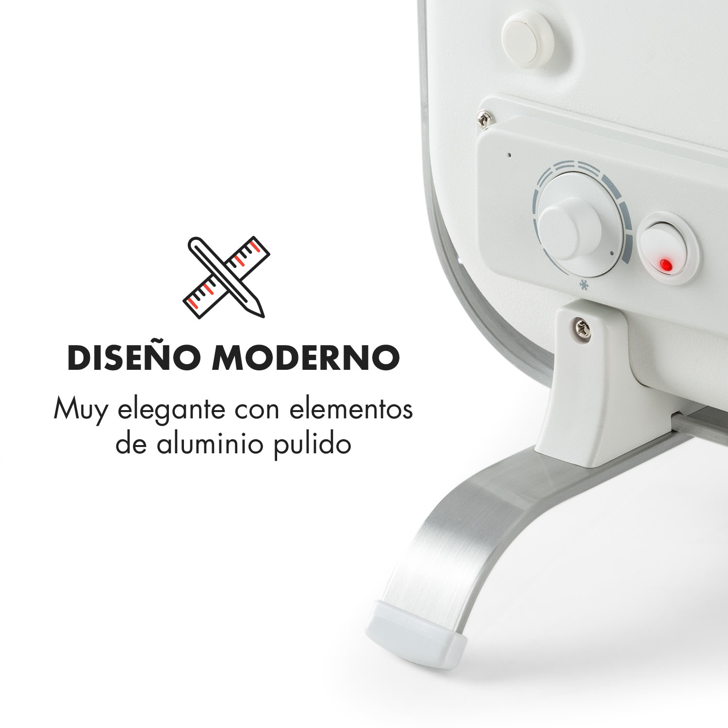 HeatPal Marble Calentador infrarrojo Calefactor 1300W almacenamiento de calor mármol aluminio Plata