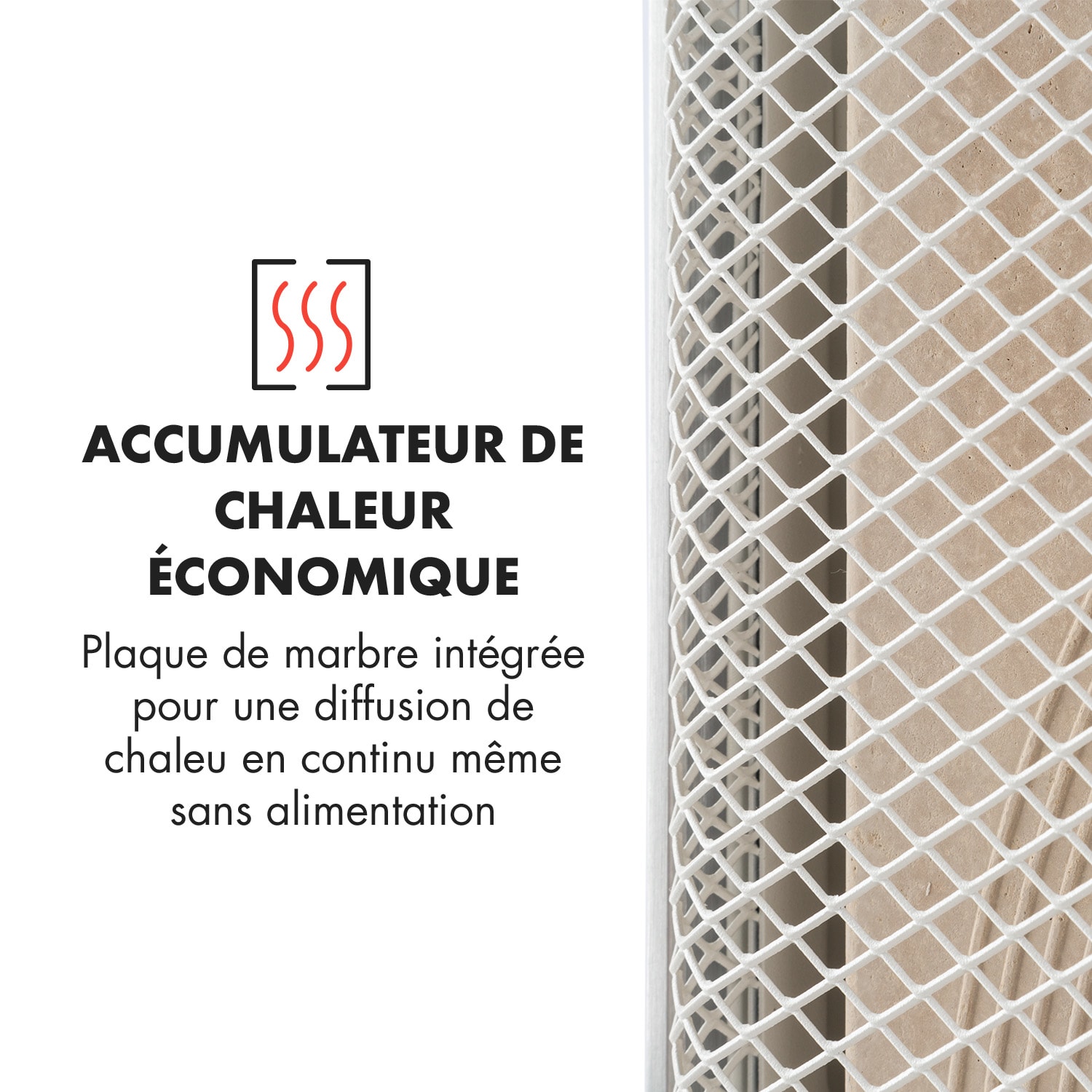 HeatPal Marble infrarood verwarming 1300W warmteopslag marmer aluminium Zilver