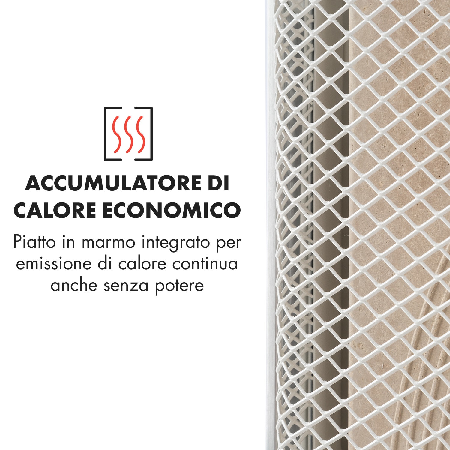 HeatPal Marble Radiatore a Infrarossi 1300 W Accumulatore Termico Marmo Alluminio Argento