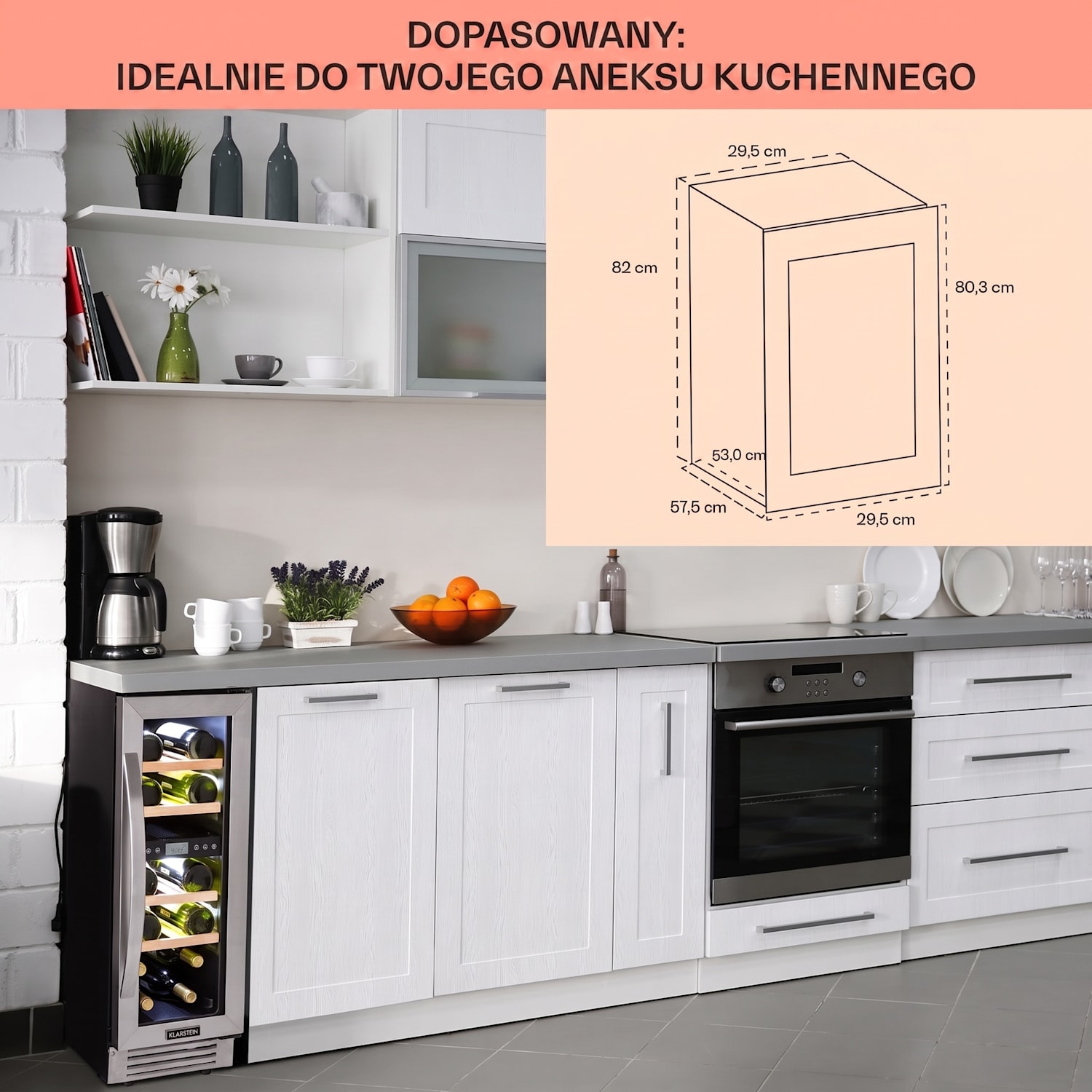 Vinovilla Duo 17, chłodziarka do wina, dwustrefowa, 53 l, 17 butelek, 3-kolorowe oświetlenie LED, szklane drzwi 17 butelek | 2 strefy chłodzenia | Stal nierdzewna
