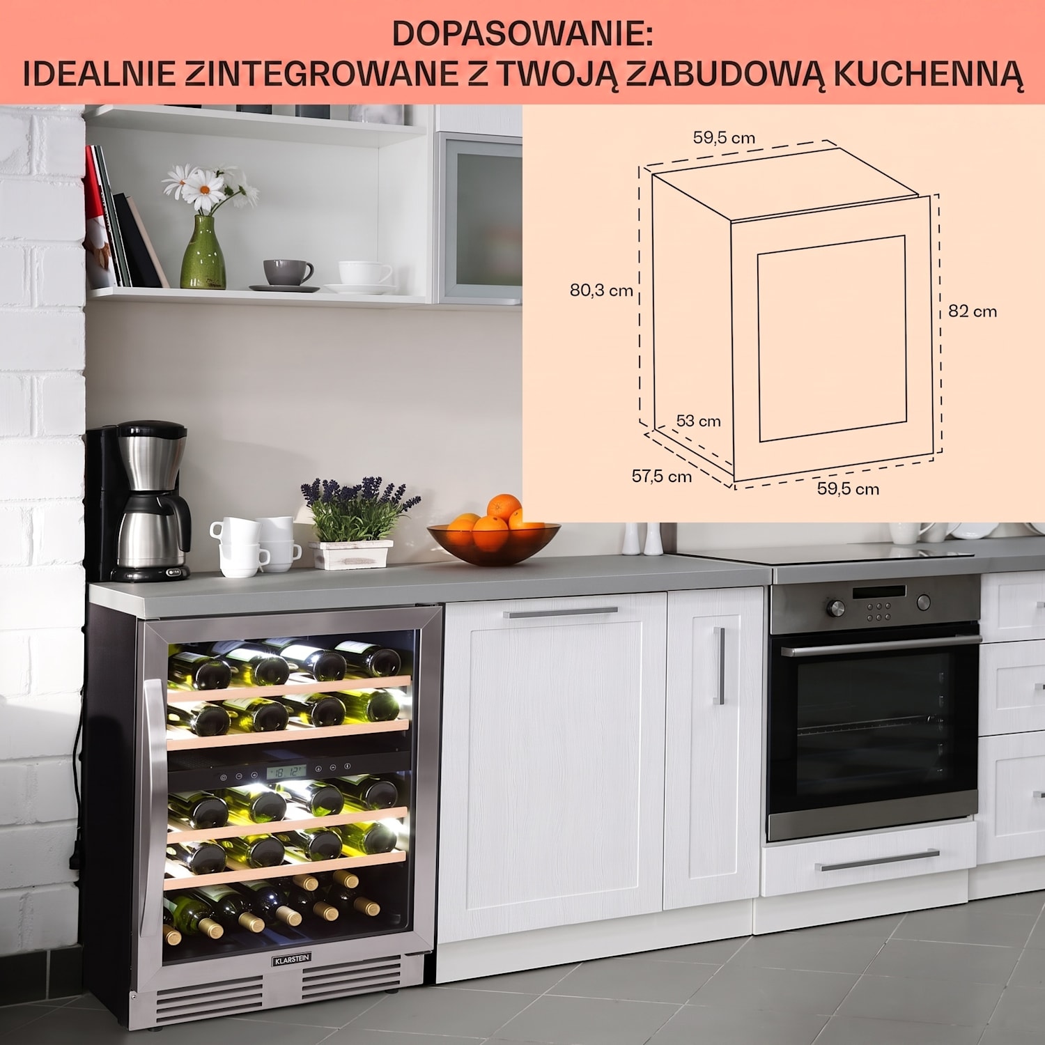 Vinovilla Duo 43, chłodziarka do wina, 2 strefy, 129 l, 43 butelki, 3 kolory, szklane drzwi 43 butelki | 2 strefy chłodzenia | Stal nierdzewna