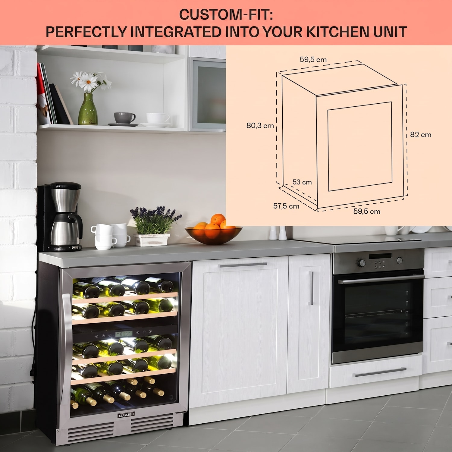 Vinovilla Duo43 Frigider de vinuri cu 2 zone, 129l, 43 de sticle, 3 culori, ușă din sticlă 43 de sticle | 2 | Oțel inoxidabil