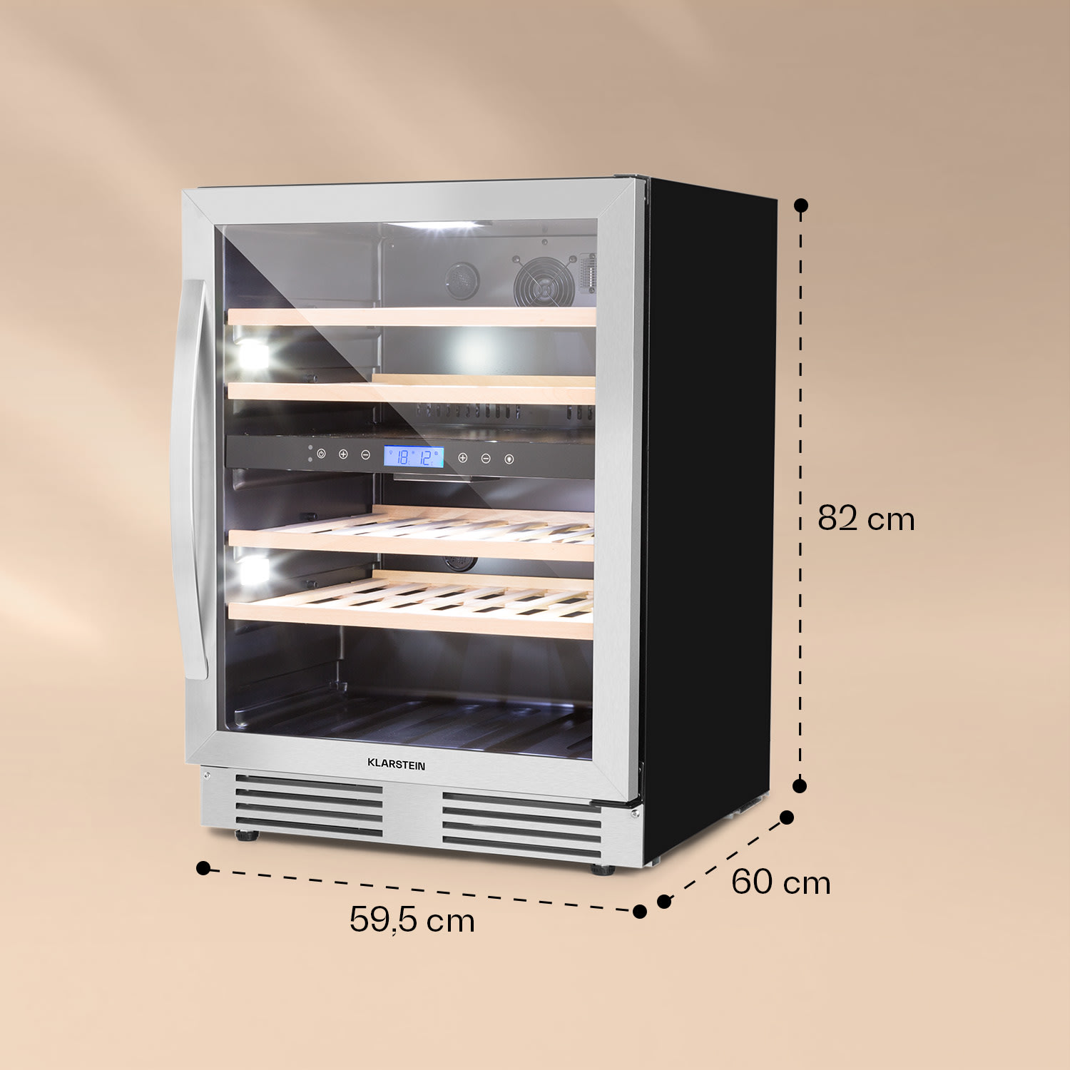 Vinovilla 43 Built-In Duo Two-Zone Wine Fridge 129l 43 Bottles 3-Colour Glass Door 