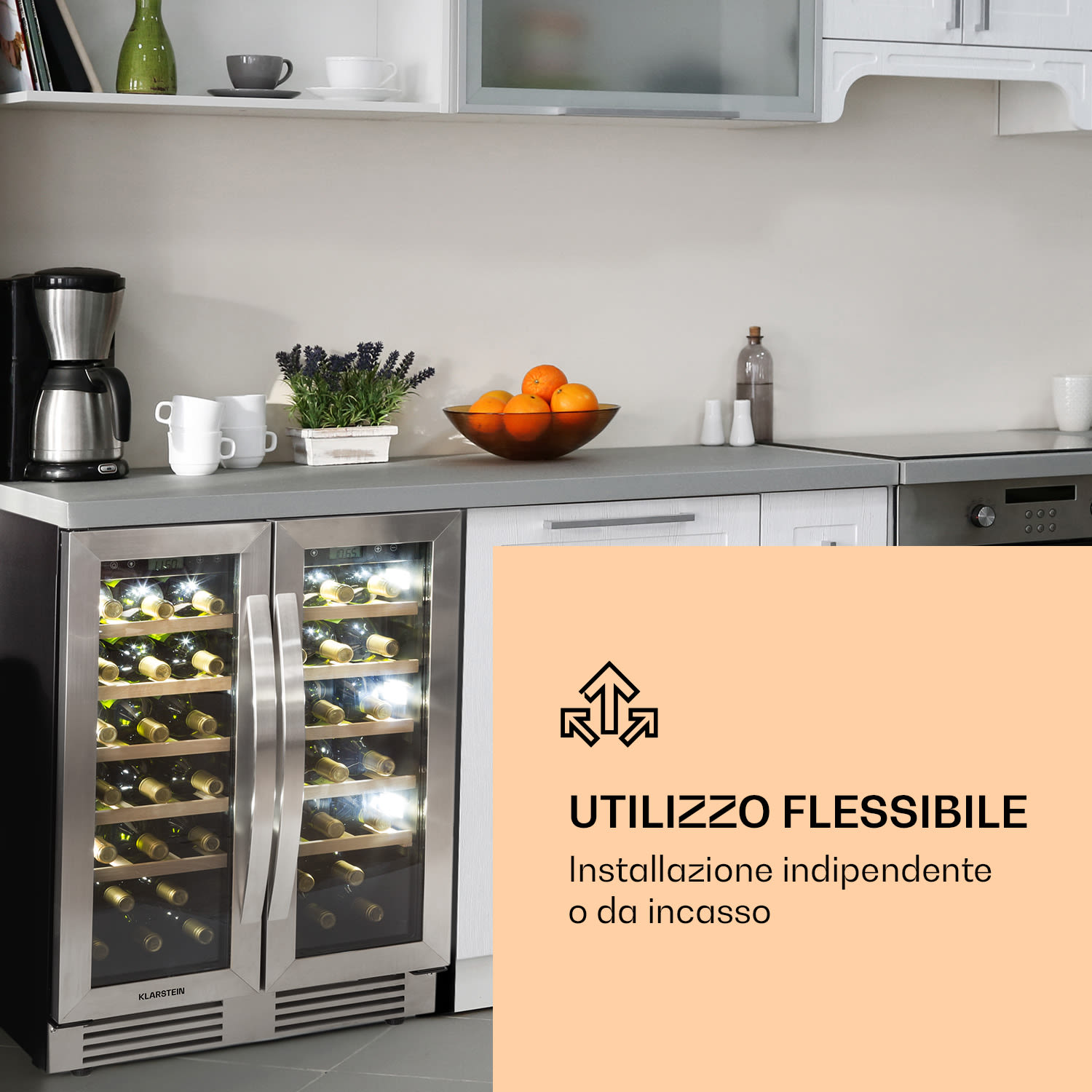 Vinovilla 42 Twin Built-In Duo Frigovino a due zone 126l 42 bott. 3 colori vetro 