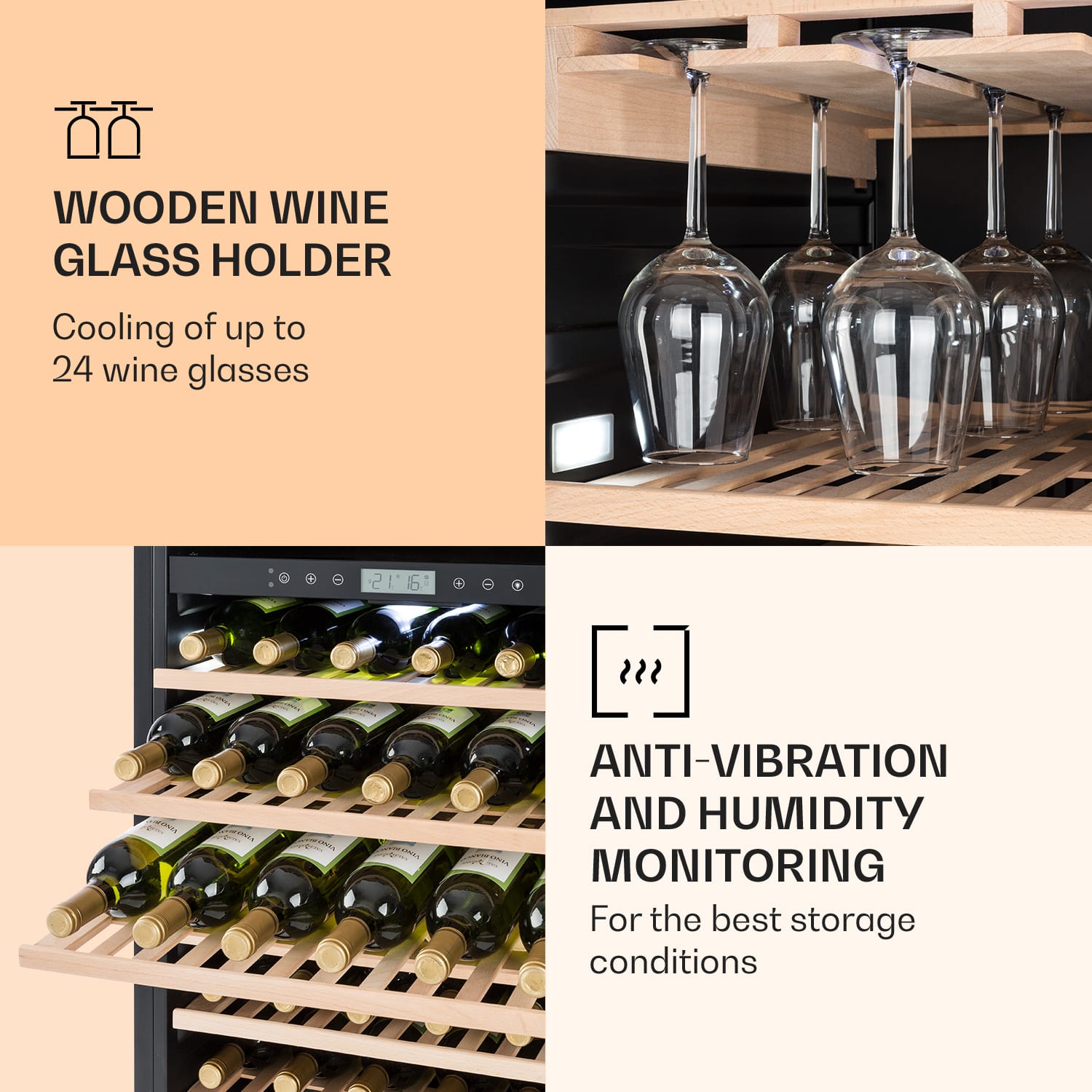 Vinovilla Grande Duo, chłodziarka do wina, pojemna, 425 l, 165 butelek, 3-kolorowe oświetlenie LED