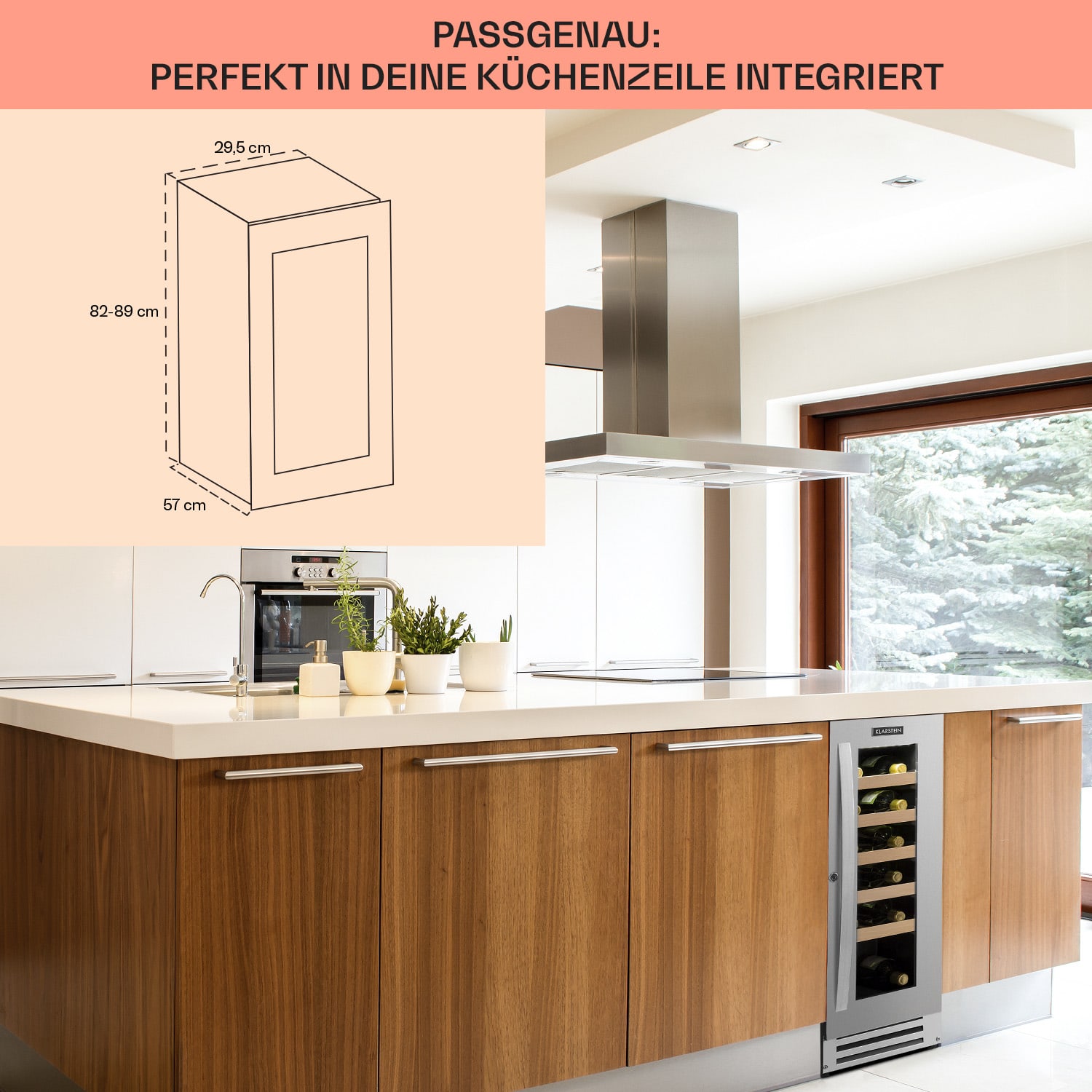 Vinovilla  Weinkühlschrank 50l / 20 Flaschen Glastür Edelstahl 20 Flaschen | 1 Kühlzone | Edelstahl