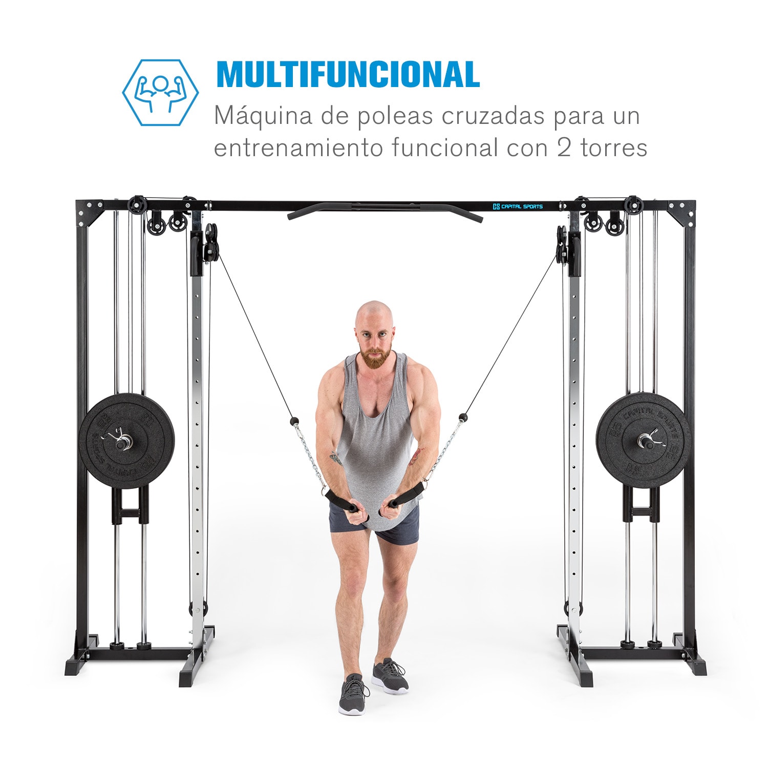 Cable Power Máquina de poleas Estación de poleas Acero 30/50 mm Negro 