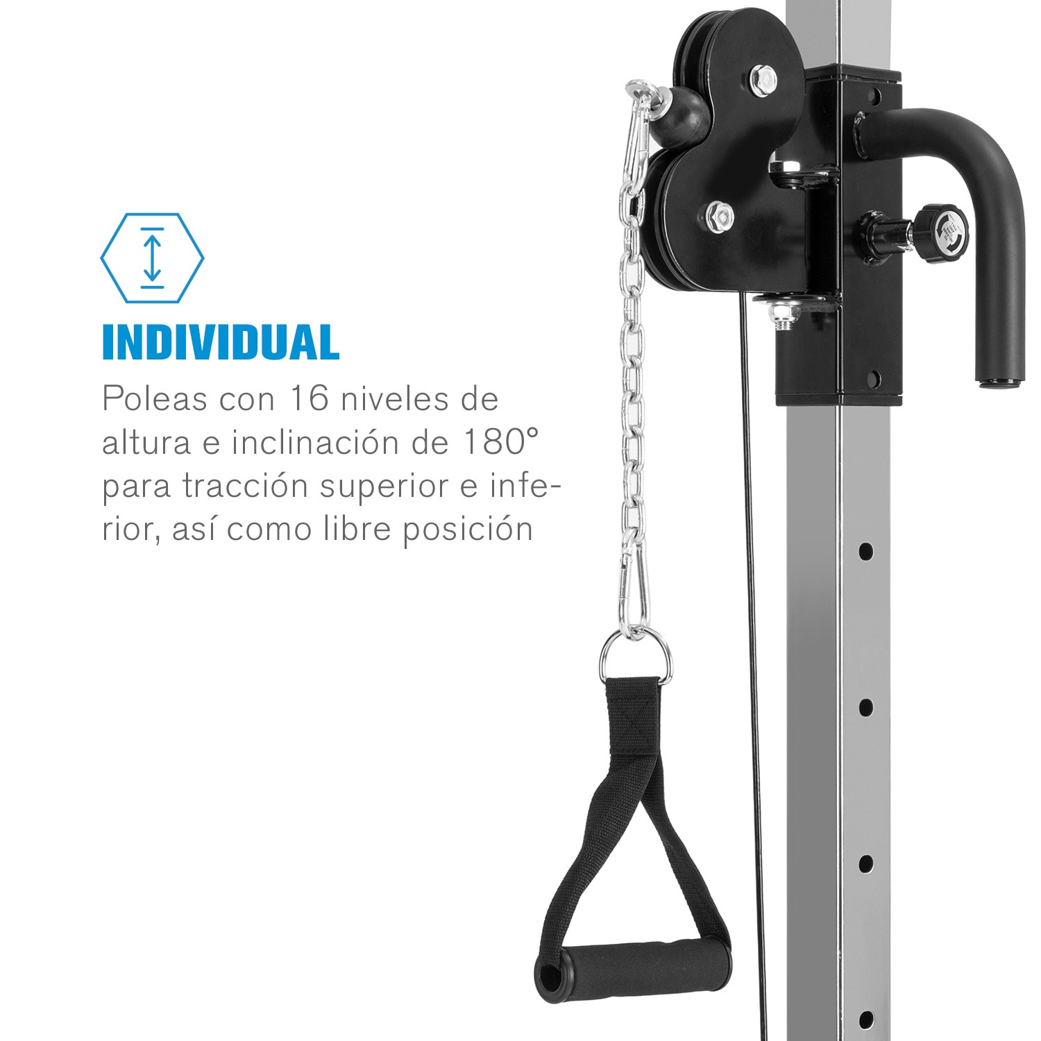 Cable Power Máquina de poleas Estación de poleas Acero 30/50 mm Negro 